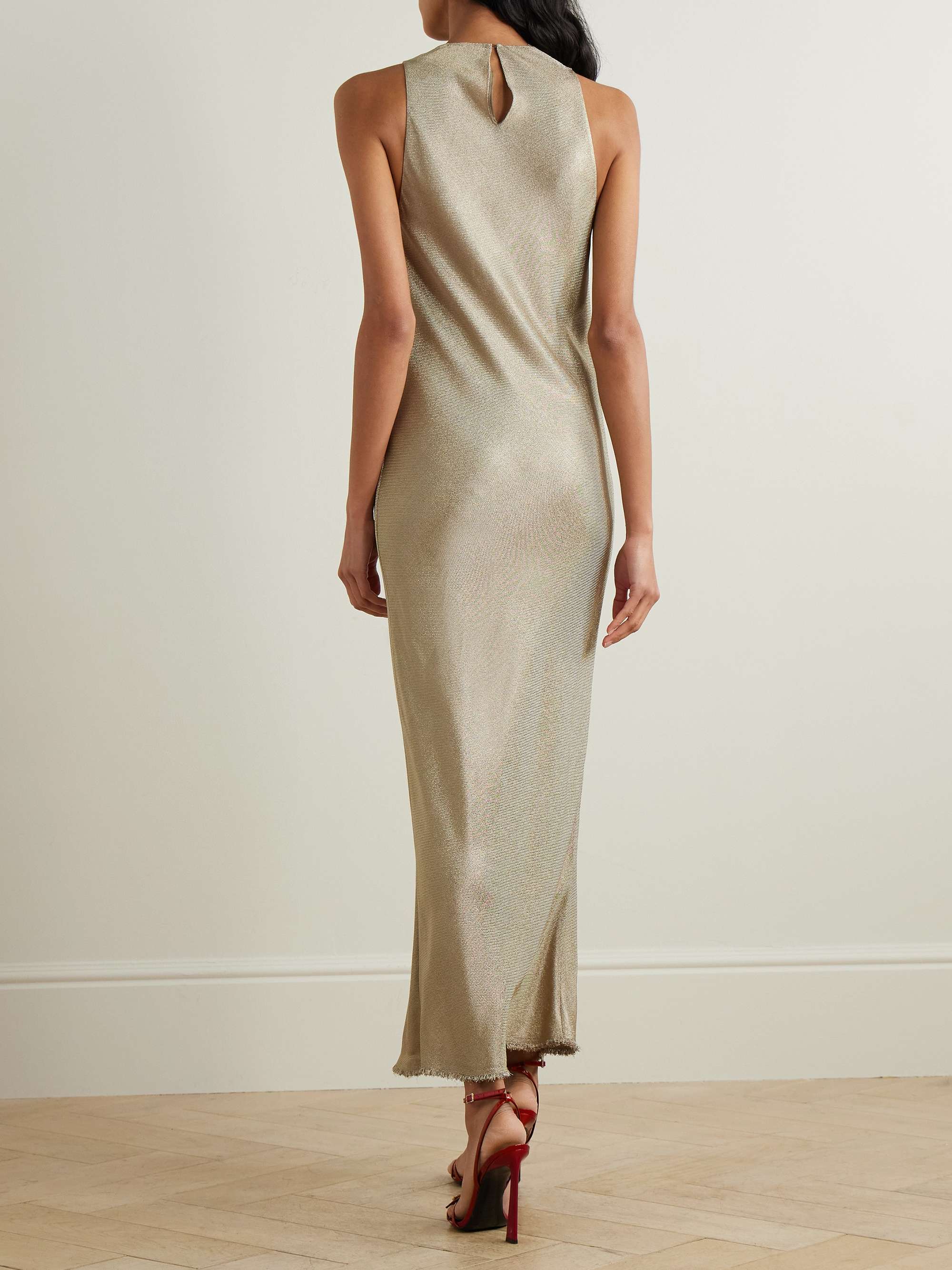 Metallic twill maxi dress view