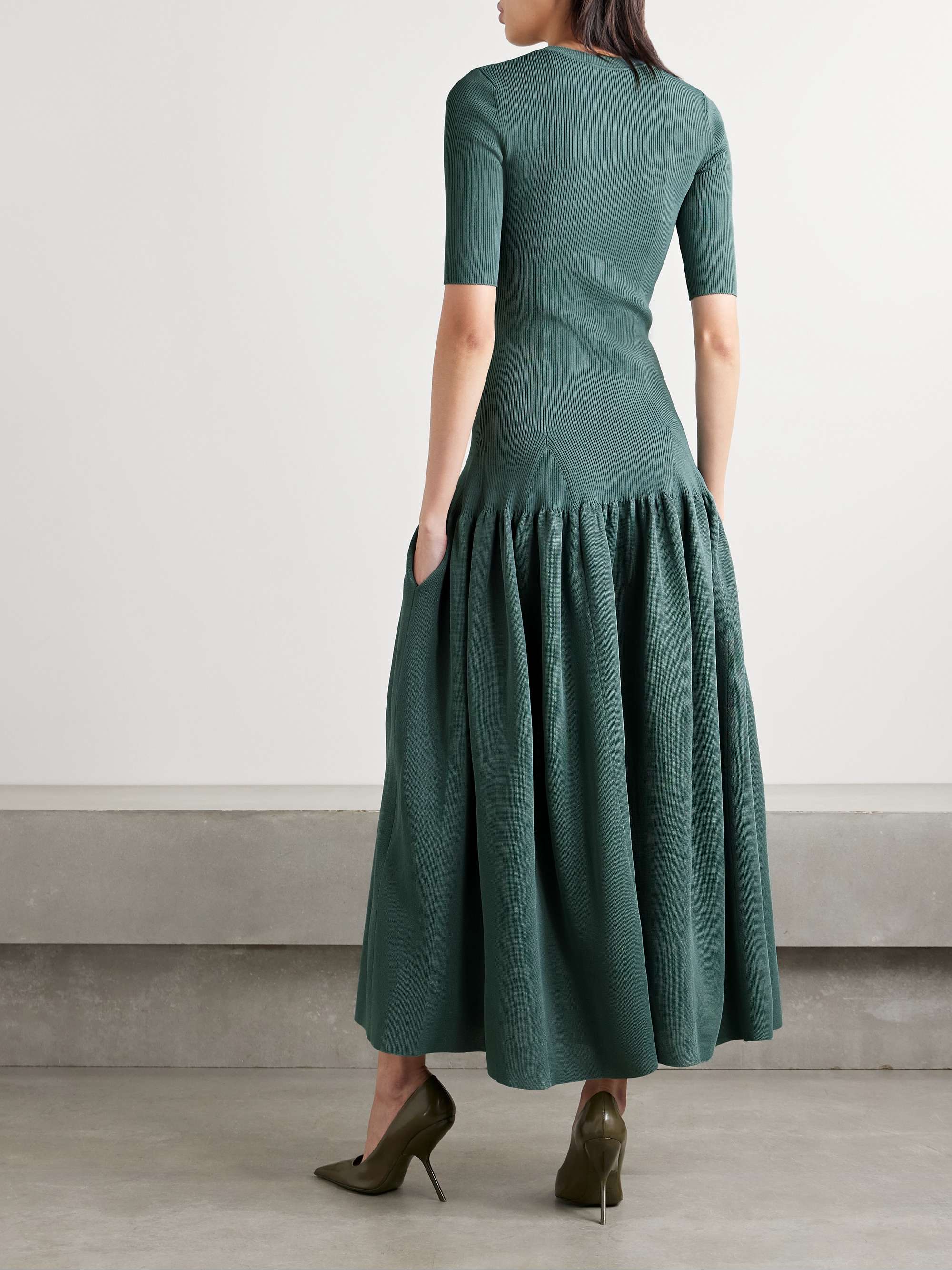 Maisie gathered metallic stretch-knit maxi dress view