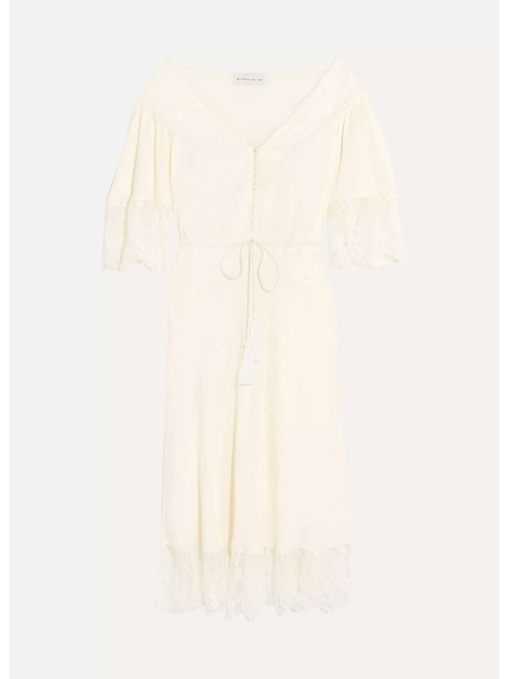Lace-paneled silk-jacquard midi dress view
