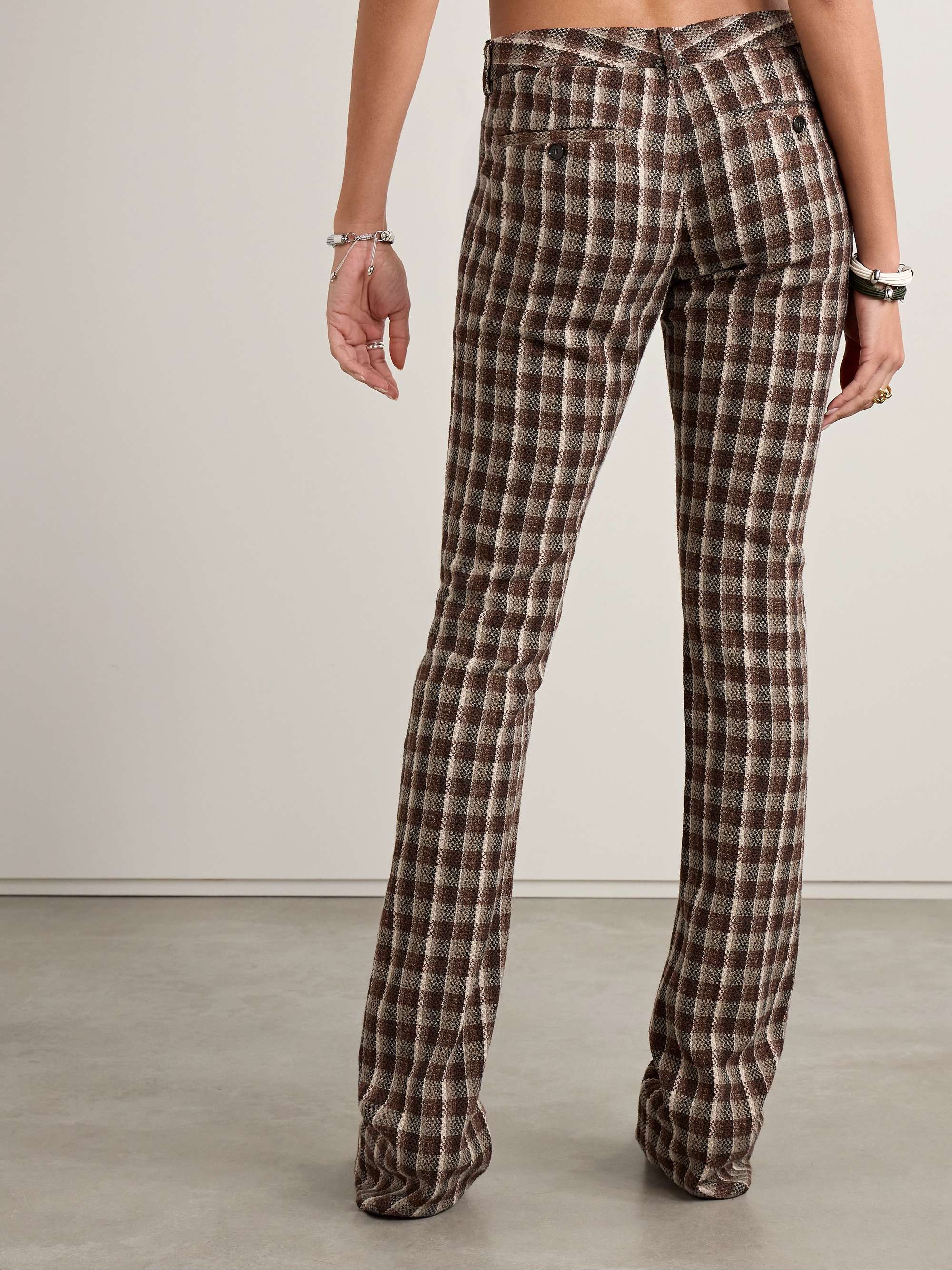 Checked woven flared pants view