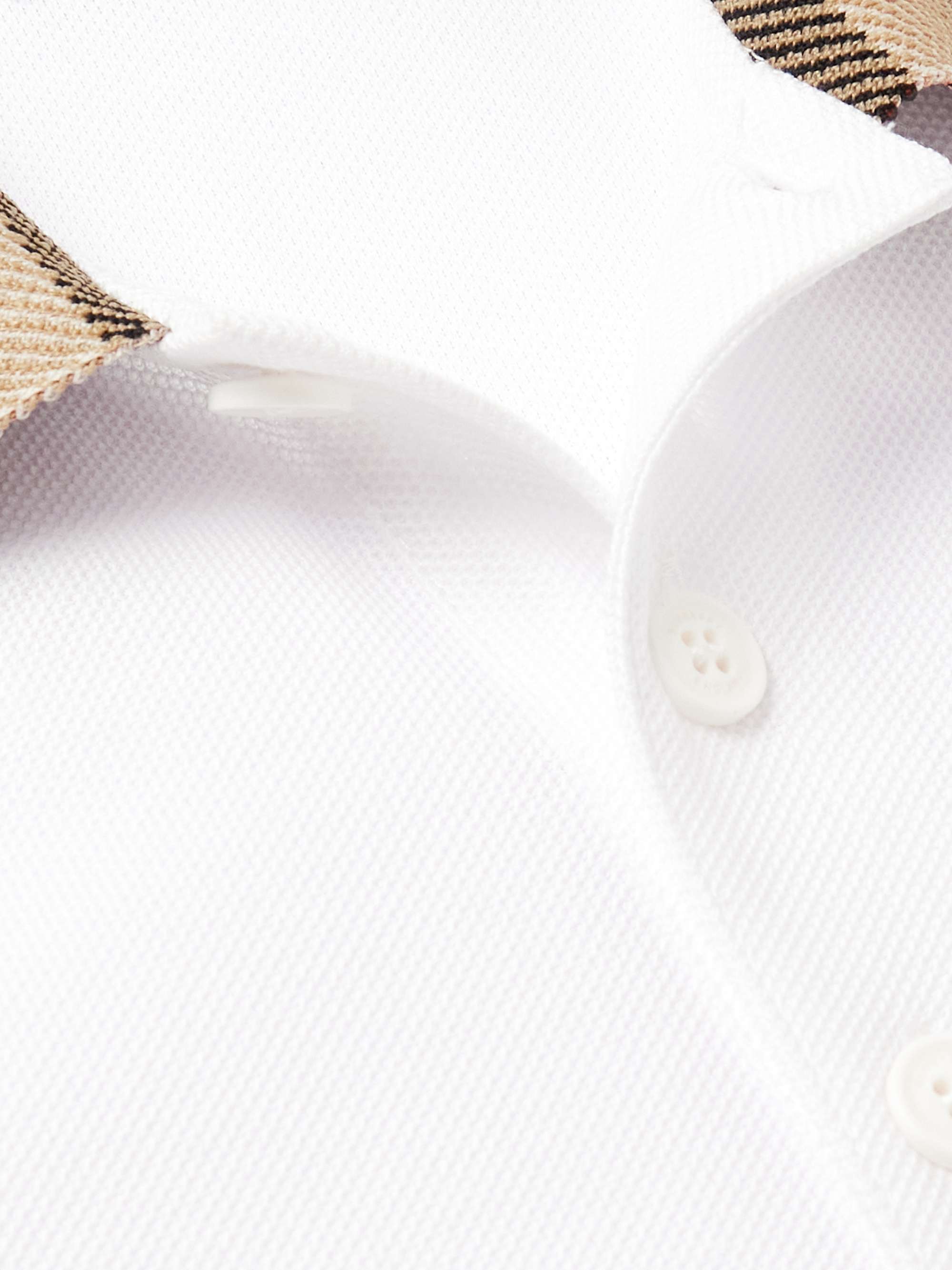 Slim-Fit Checked Cotton-Piqué Polo Shirt view