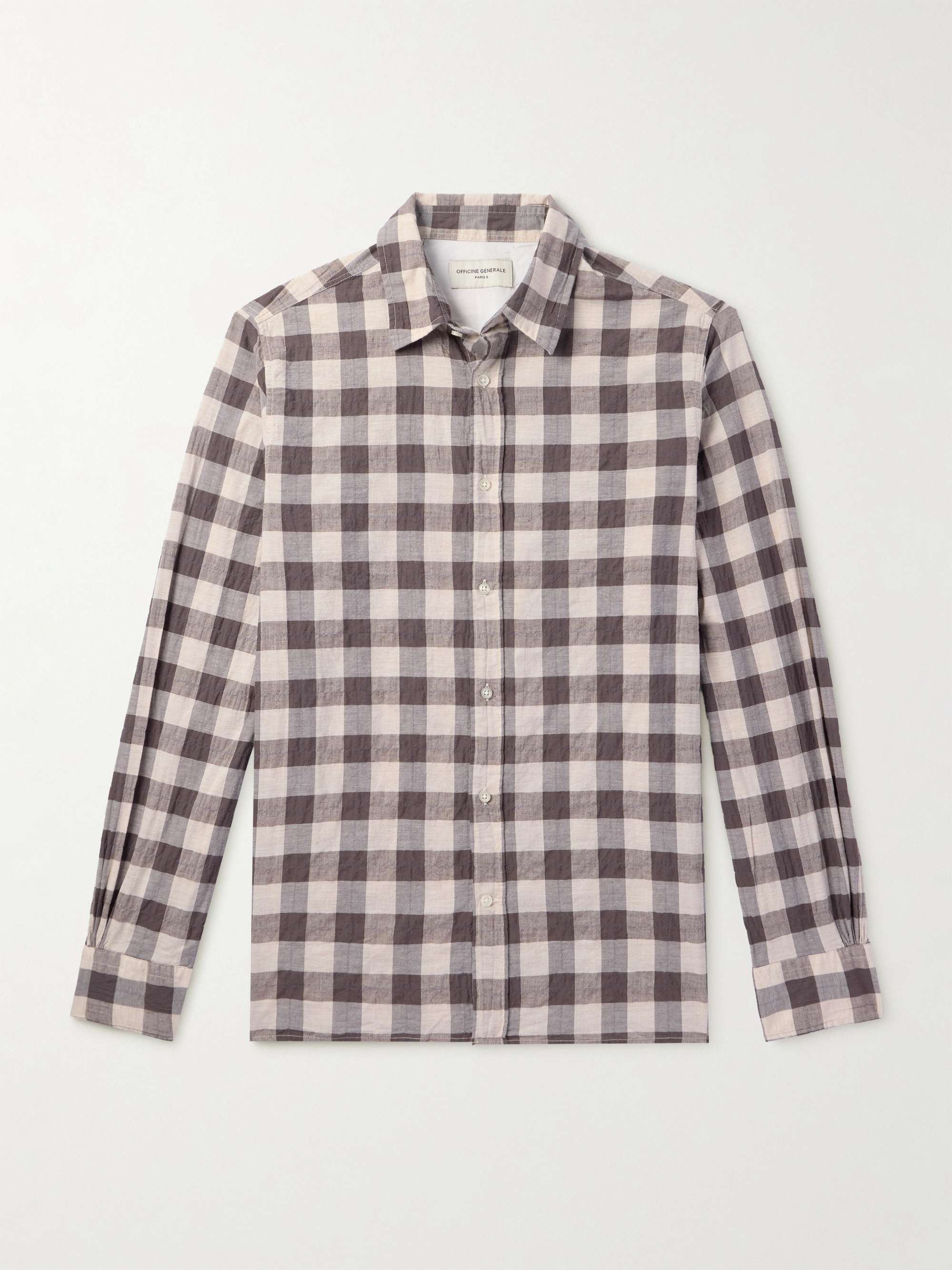 Alex Checked Crinkled Cotton-Blend Shirt view