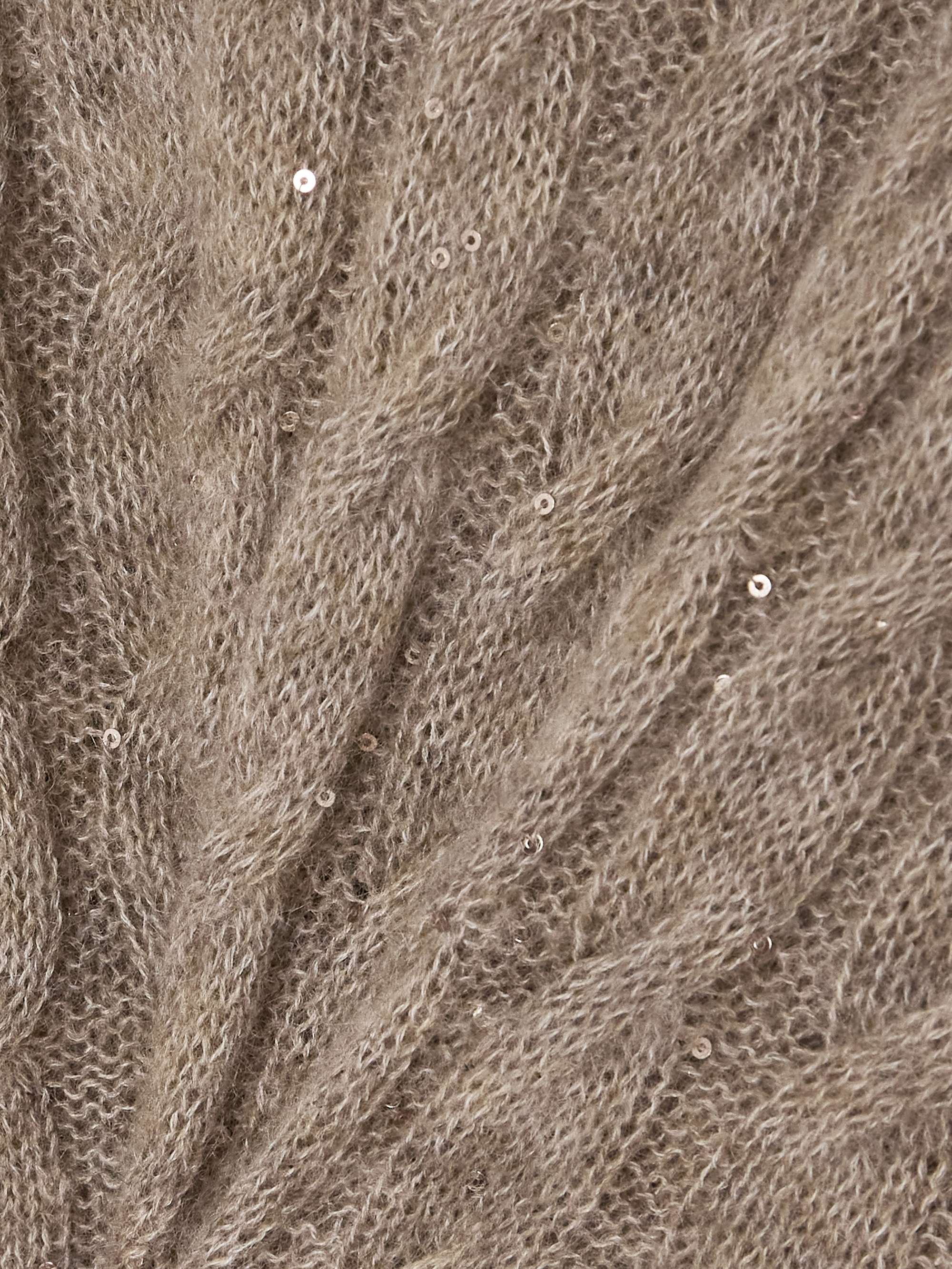 Hooded sequin-embellished cable-knit sweater view