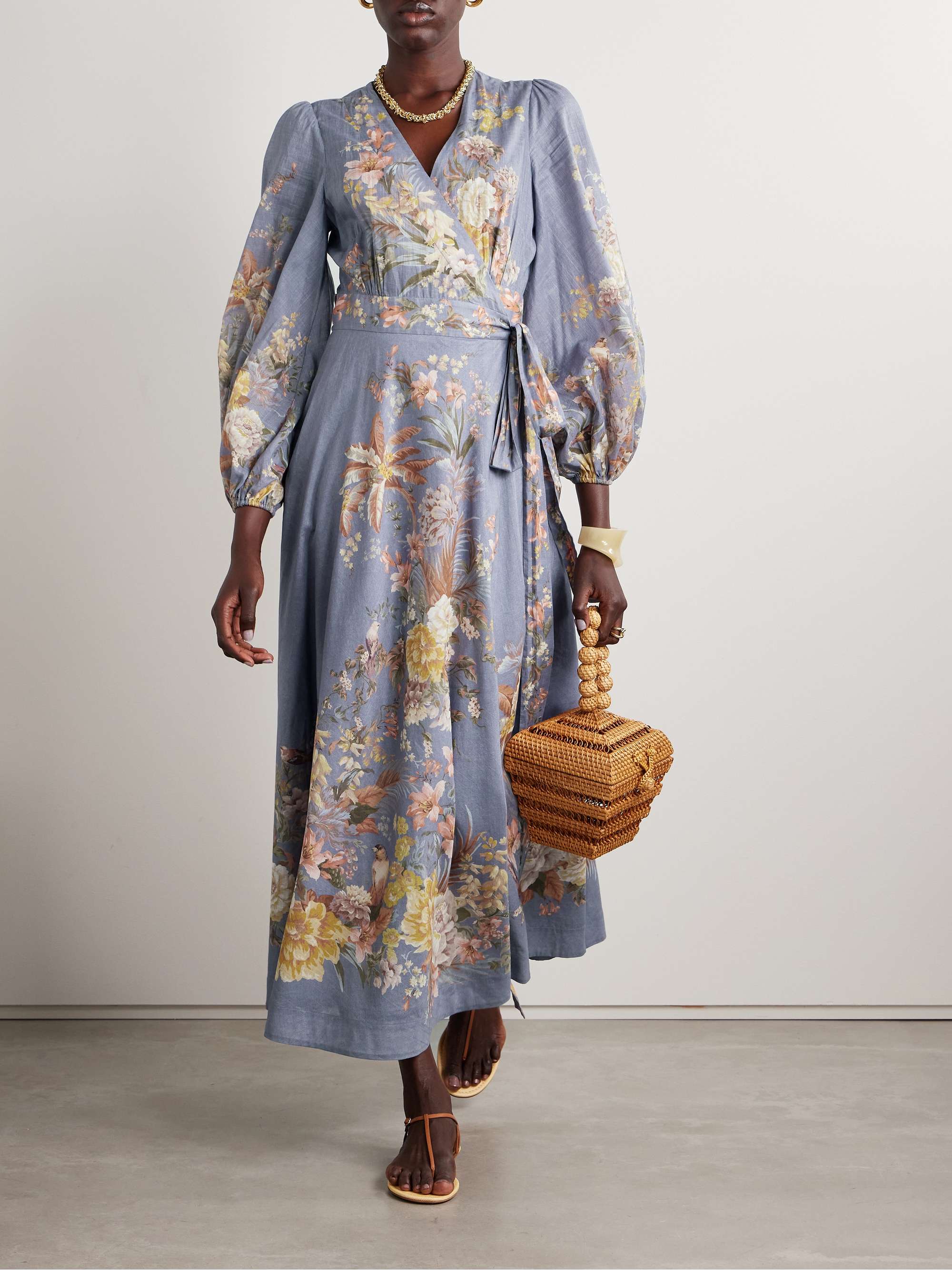 Tallow floral-print cotton-voile midi wrap dress view