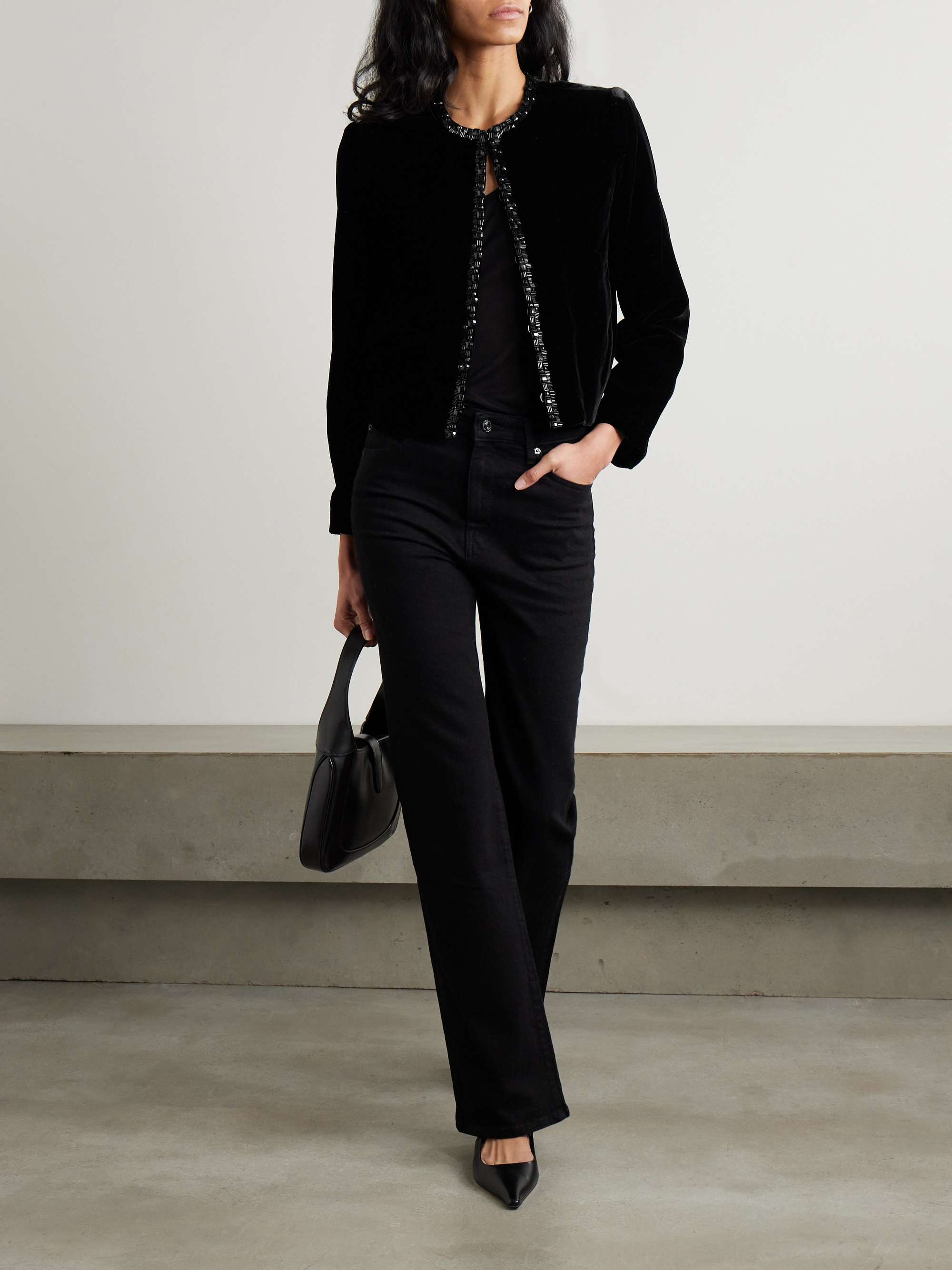Embellished velvet jacket view