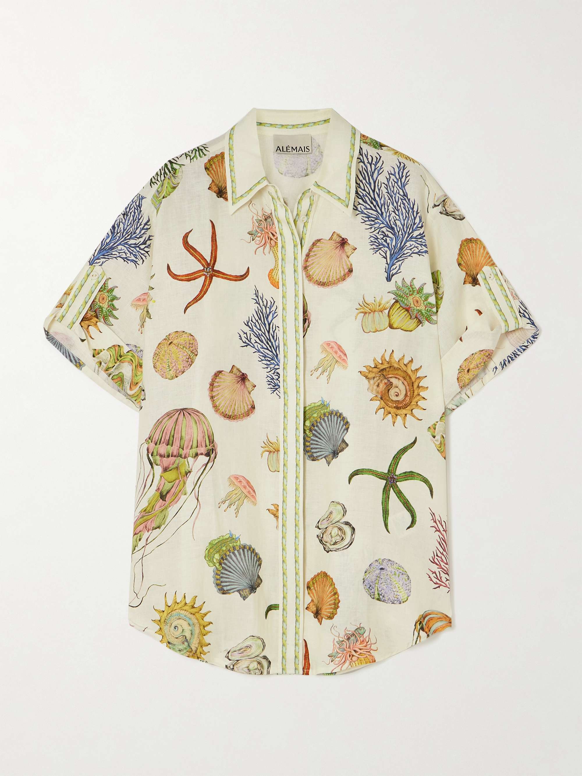 Sea printed linen shirt view