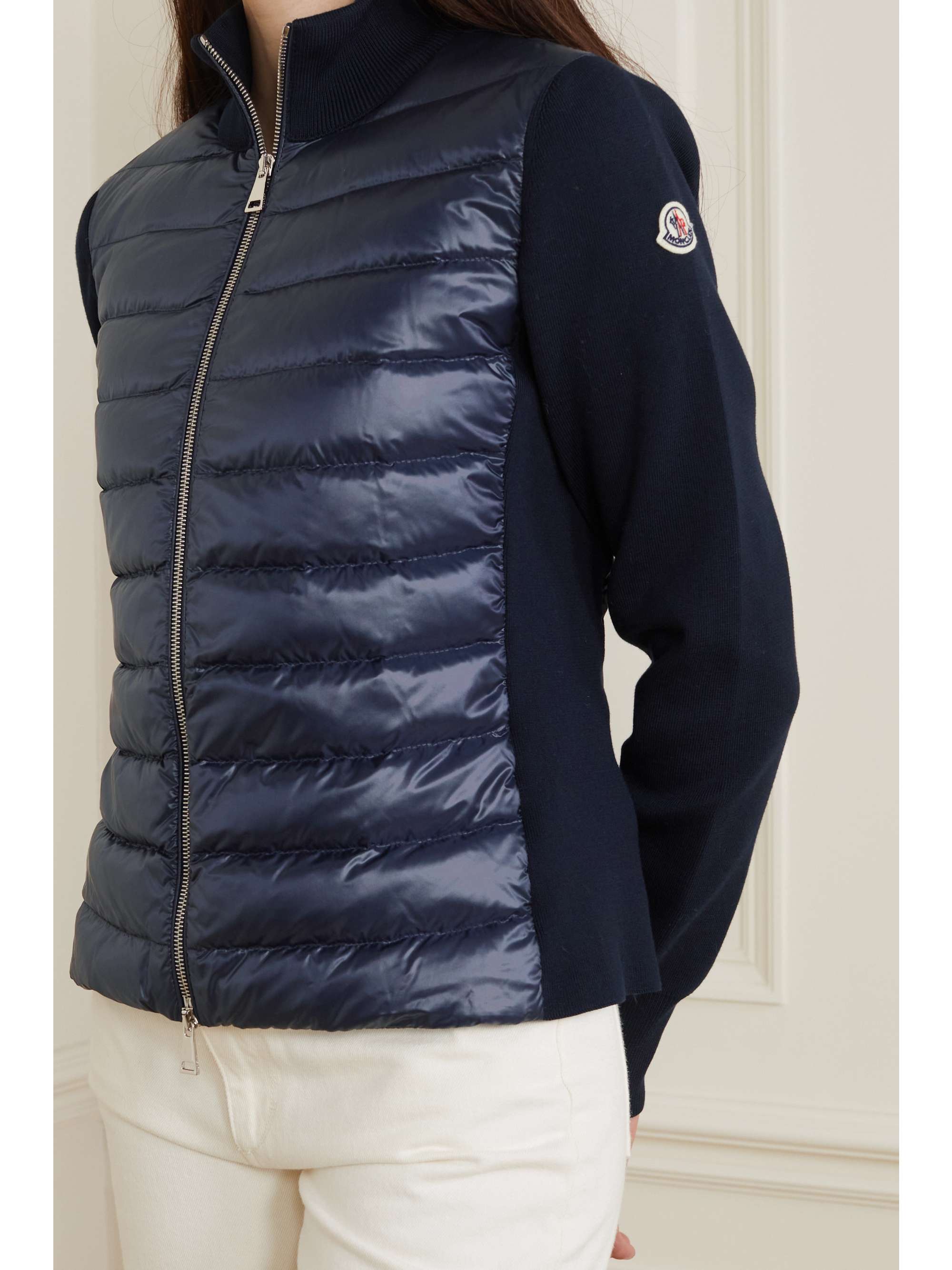 Padded quilted shell and cotton-jersey down jacket view