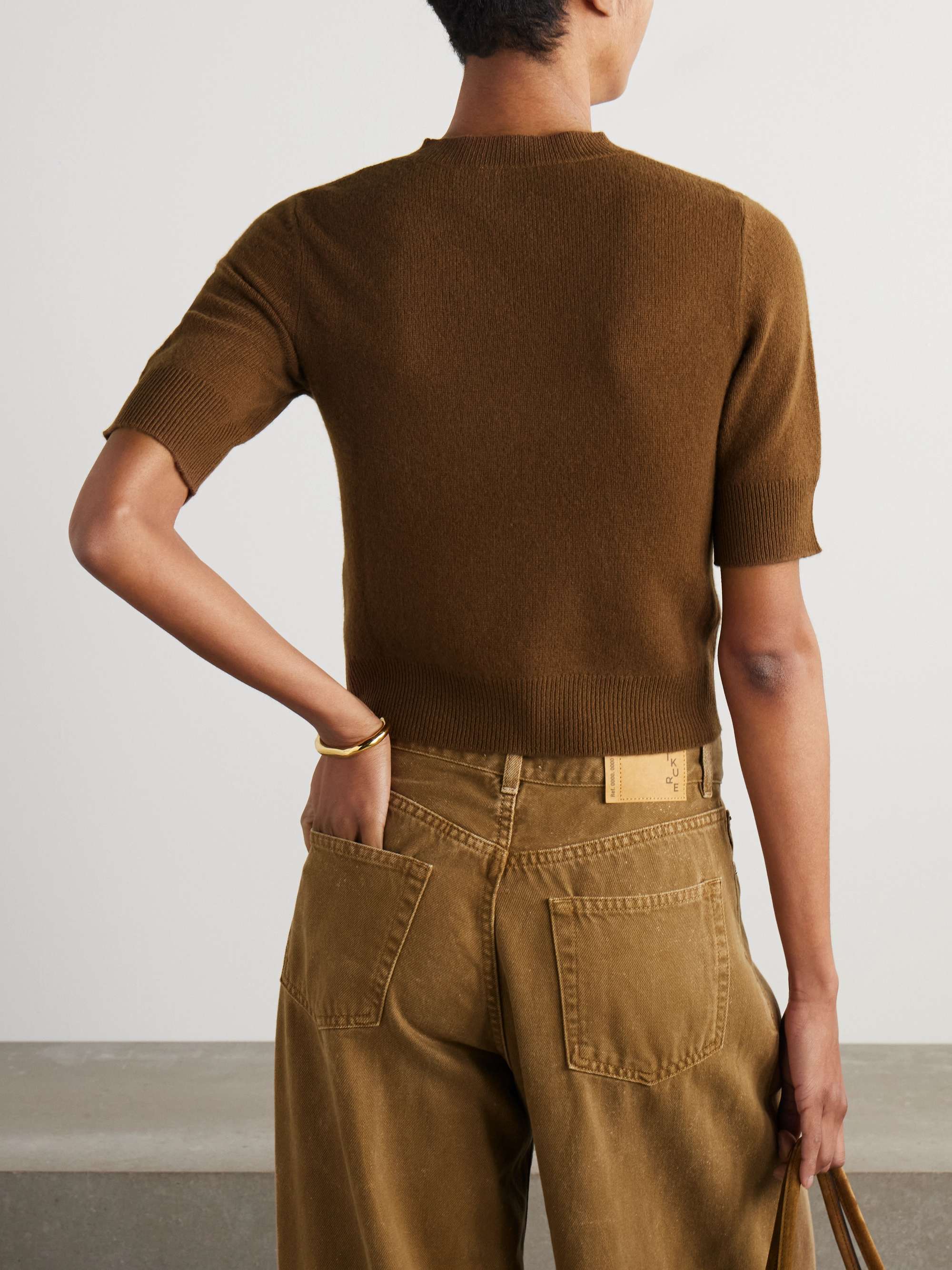 Cropped organic cashmere sweater view