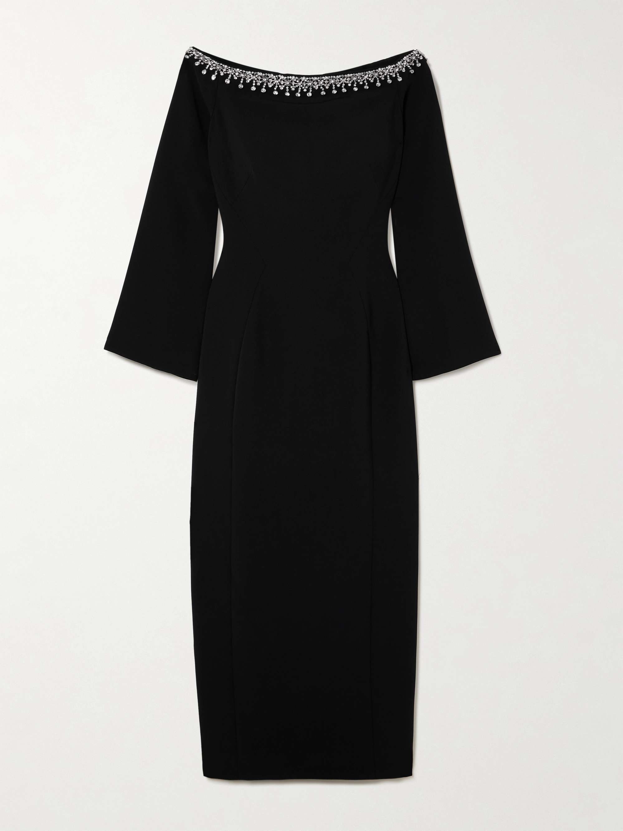 Off-the-shoulder embellished cady midi dress view