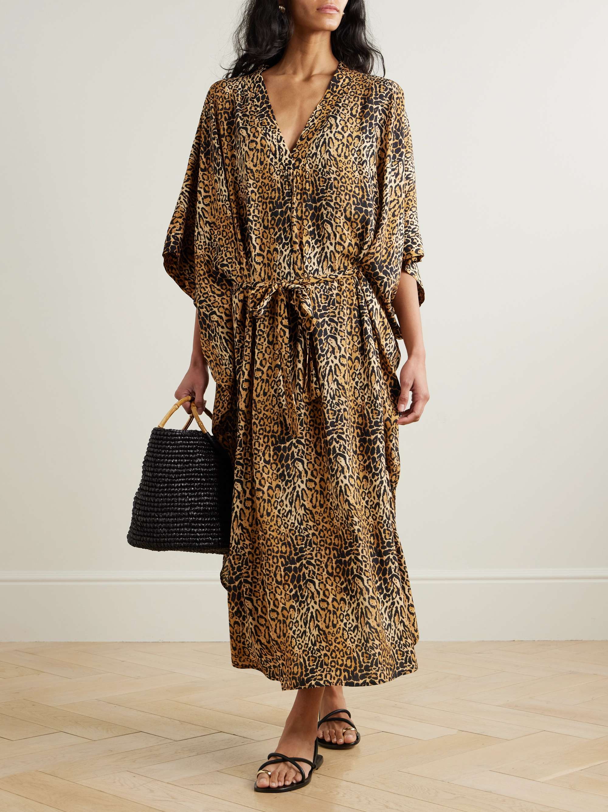 Bonnie belted leopard-print jersey kaftan view