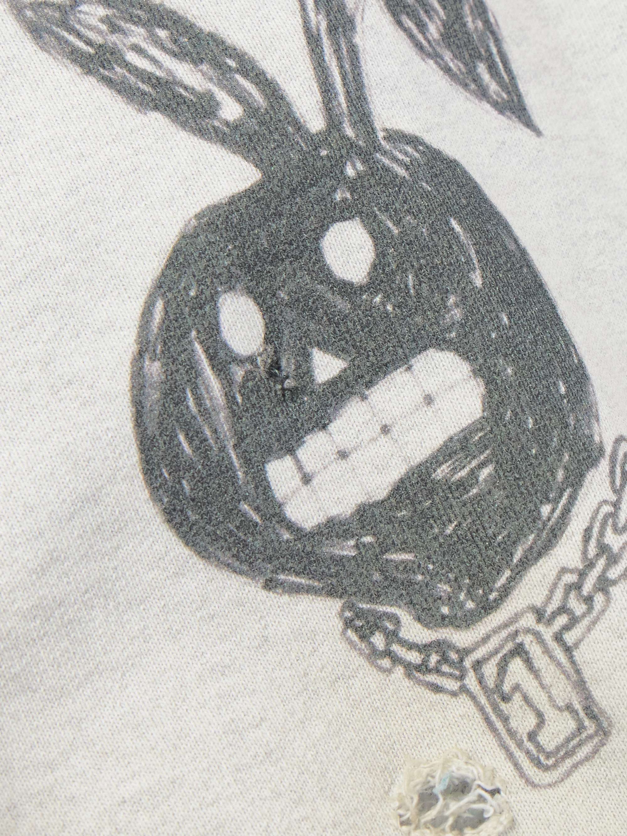 Savage Printed Distressed Cotton-Jersey Hoodie view