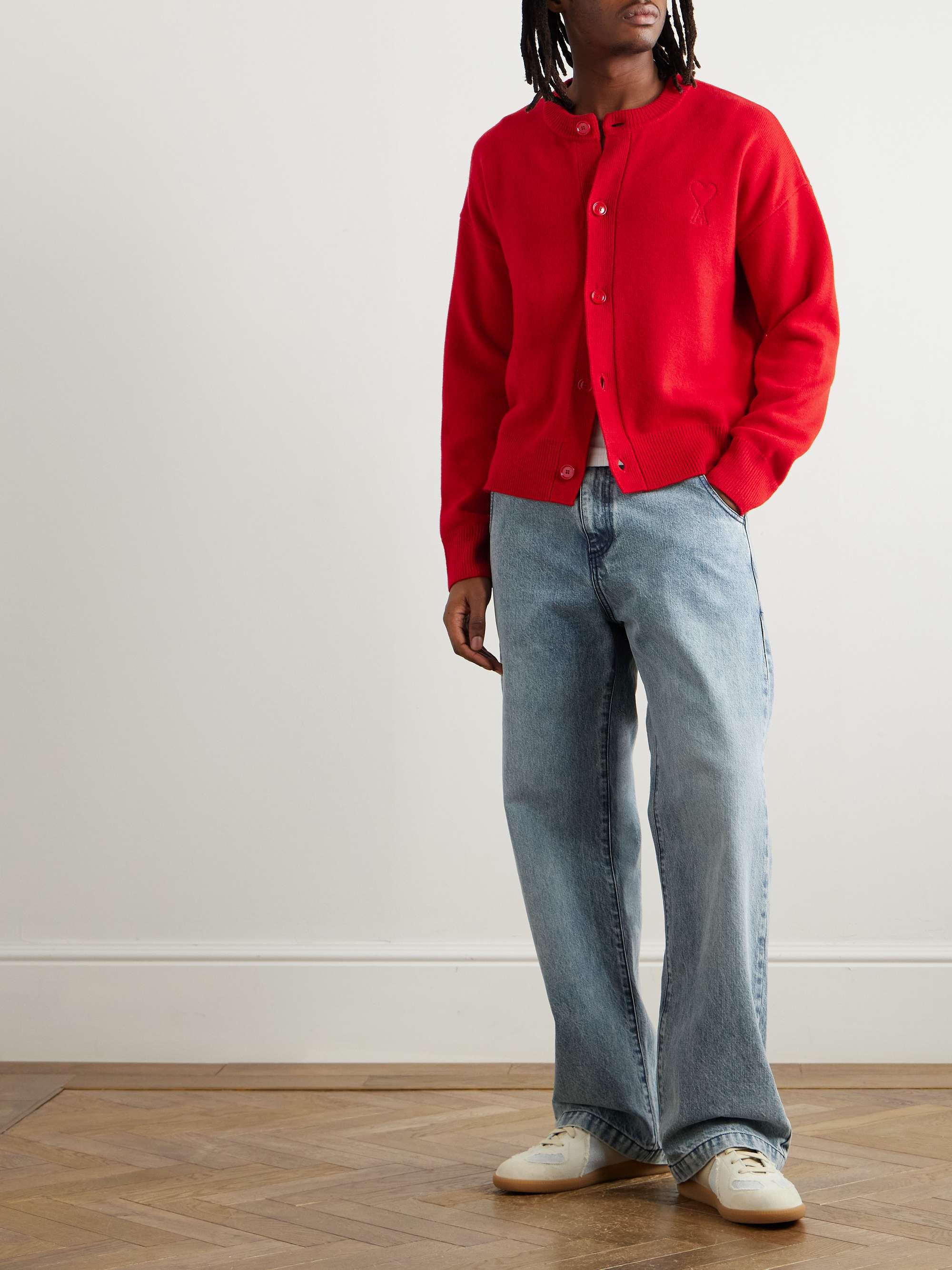 Logo-Embroidered Wool and Cashmere-Blend Cardigan view