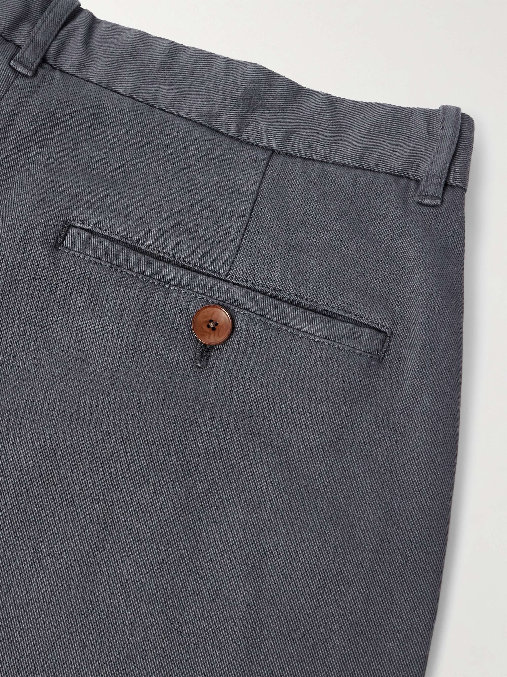 Edward Straight-Leg Pleated Cotton-Blend Cavalry Twill Trousers view
