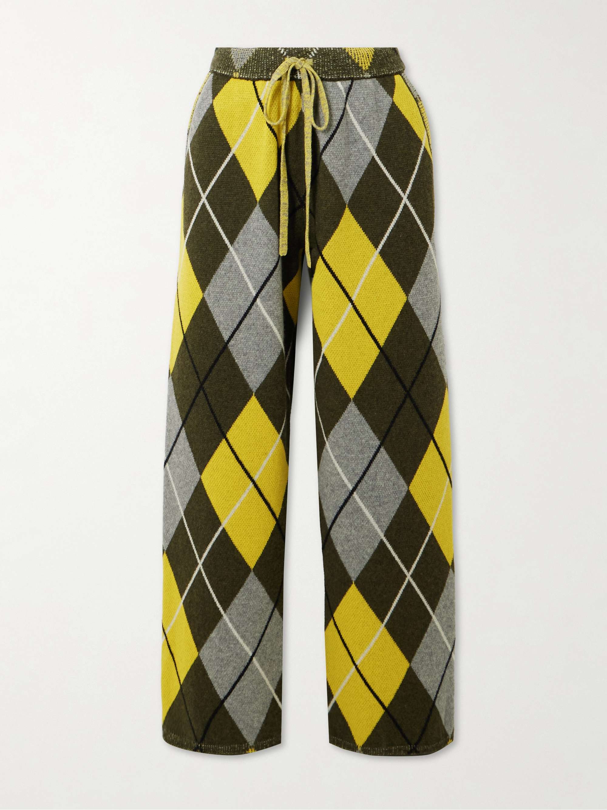 Argyle cashmere-jacquard straight-leg track pants view