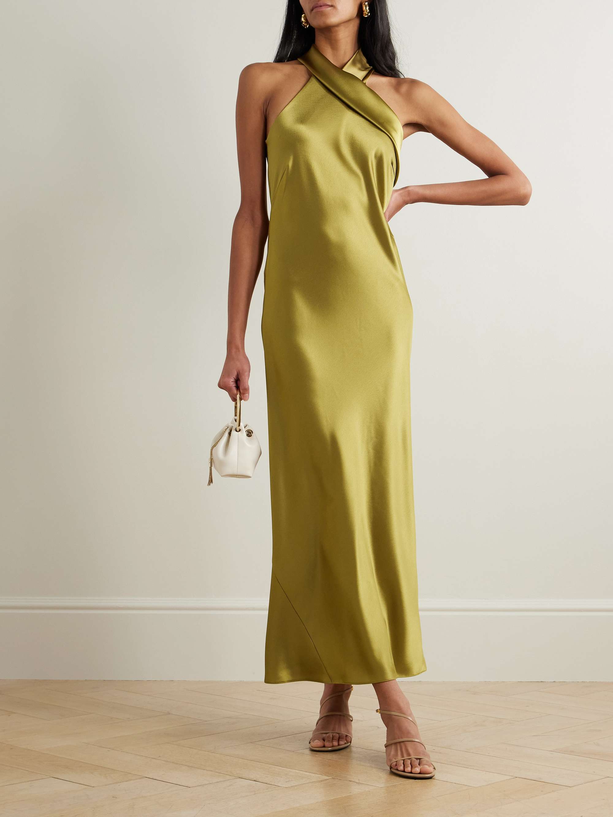 Pandora satin halterneck midi dress view