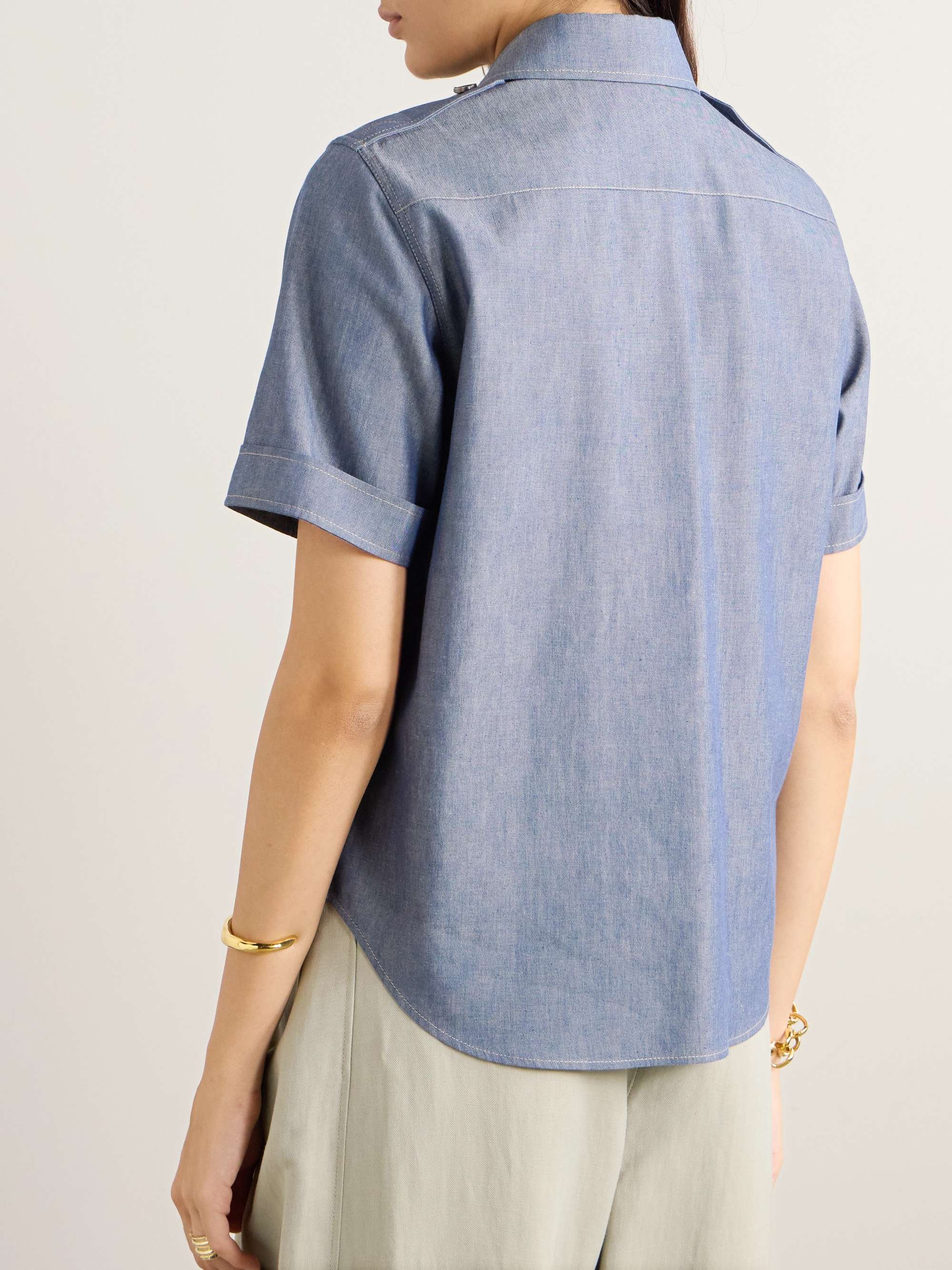 Annalisa cotton and cashmere-blend chambray shirt view
