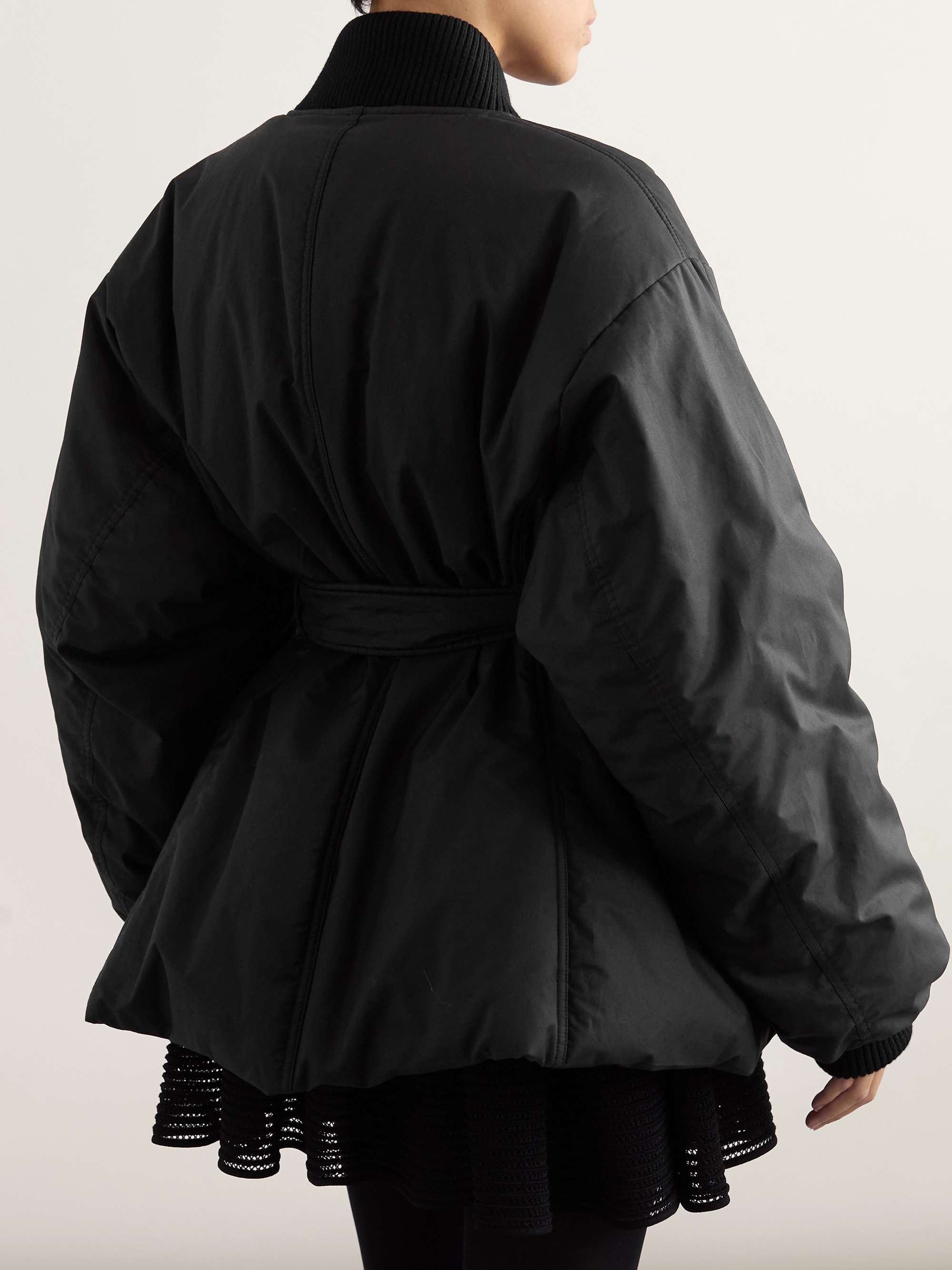 Belted cotton-blend twill peplum jacket view