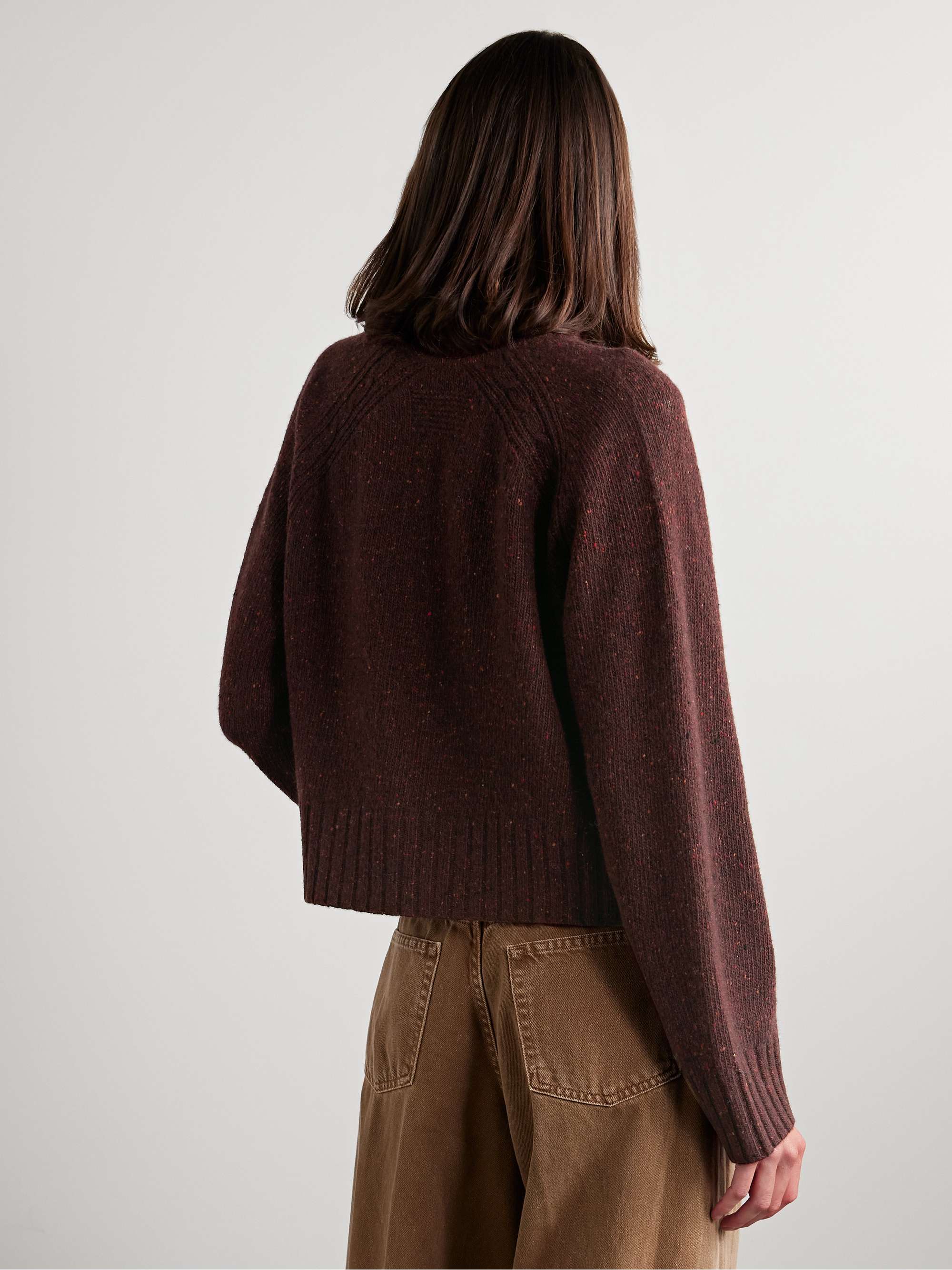 Cropped recycled-cashmere and merino wool-blend turtleneck sweater view