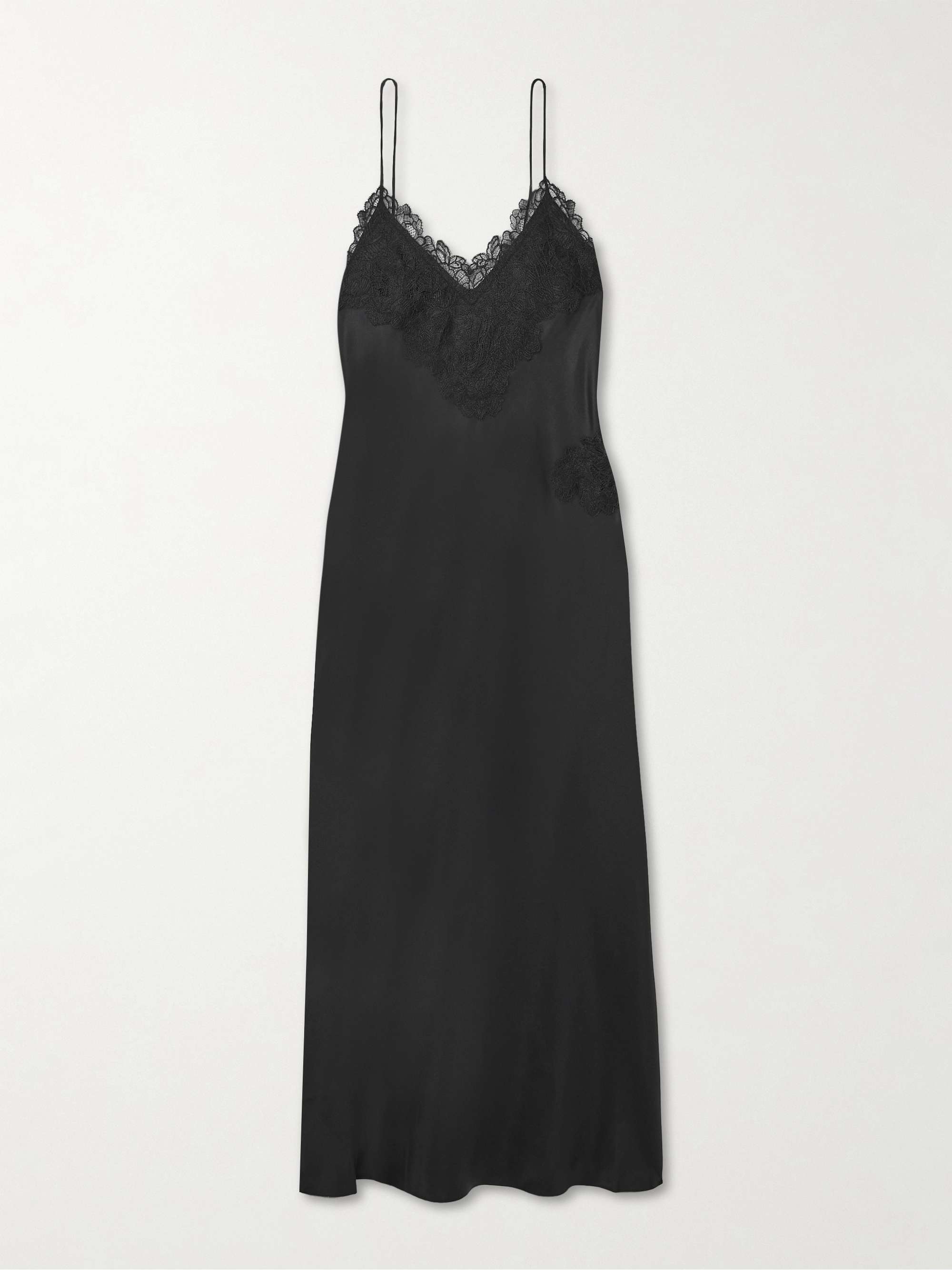 Lace-trimmed silk-twill maxi dress view
