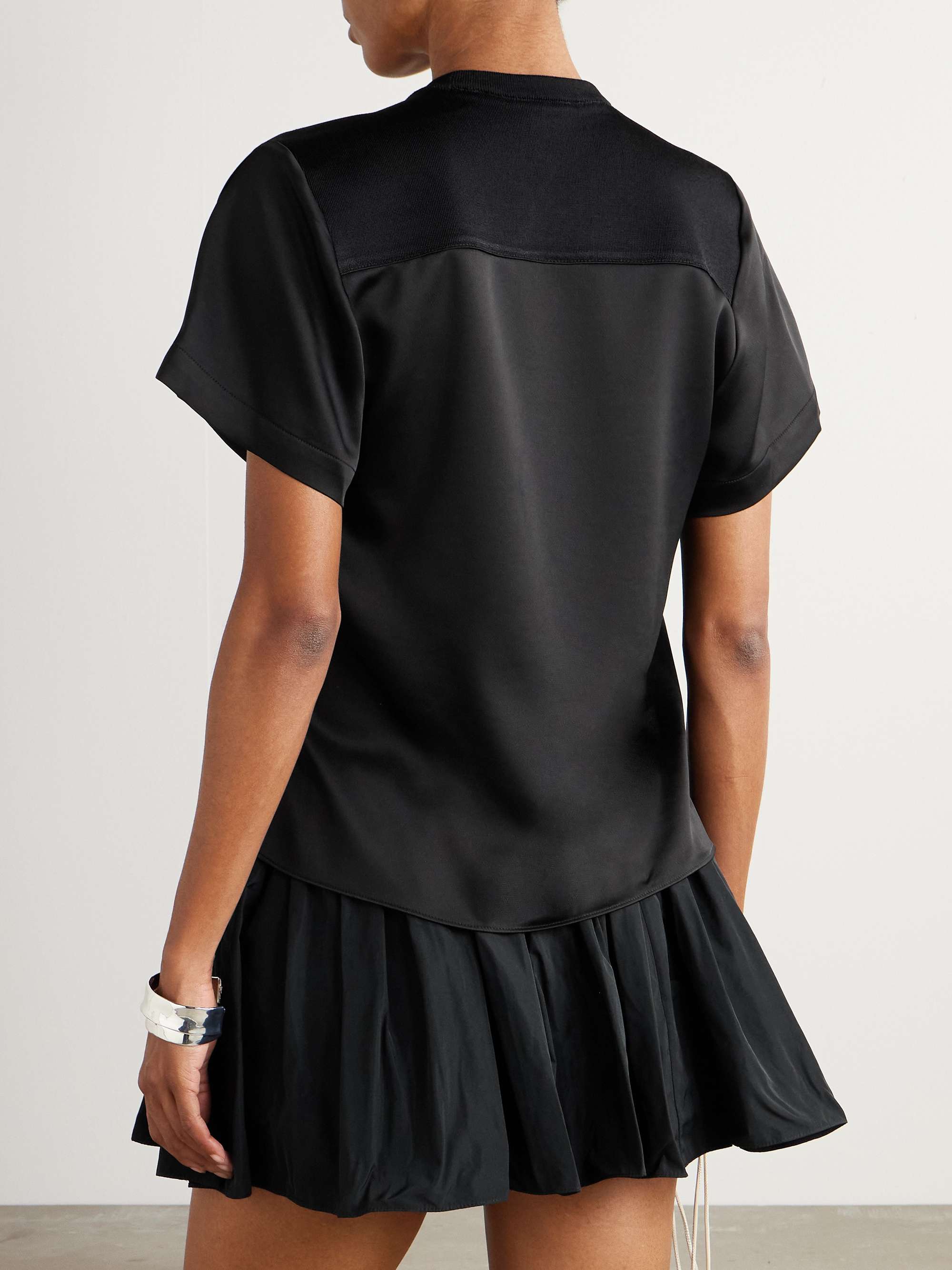Addy jersey-paneled satin T-shirt view