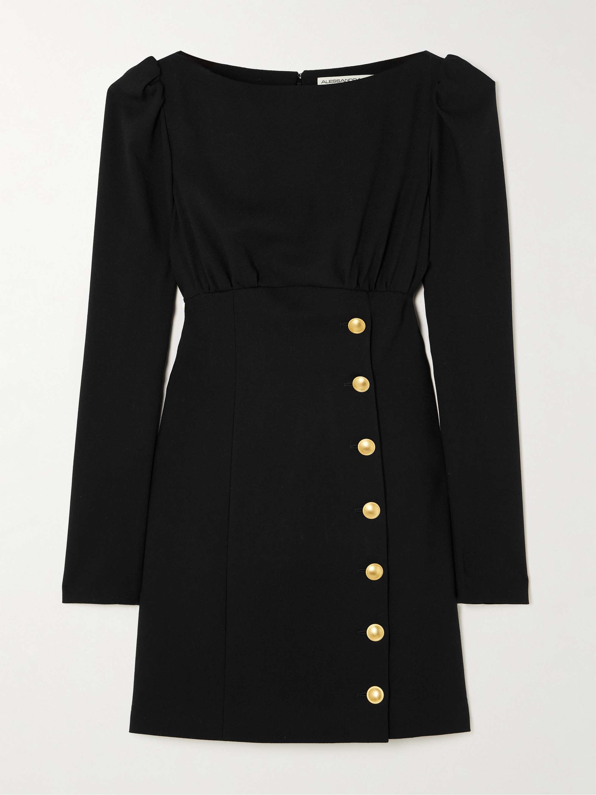 Button-embellished wool-blend mini dress view