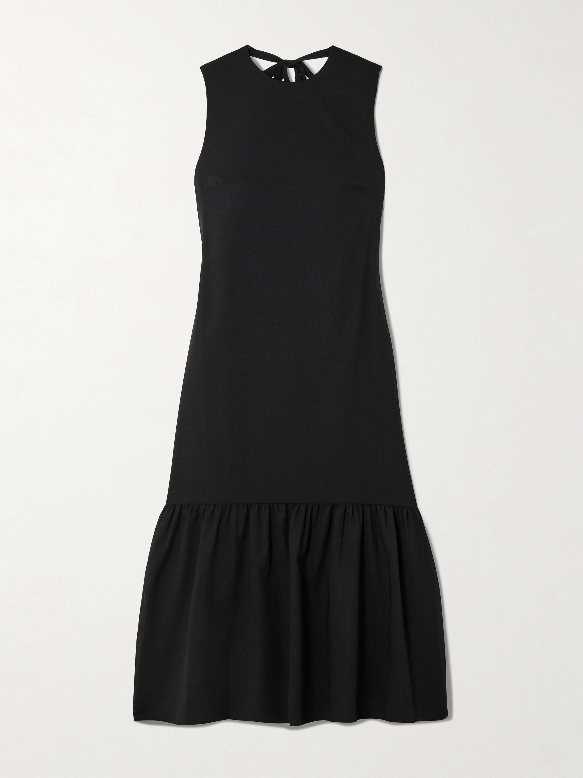 Gathered wool-blend midi dress view