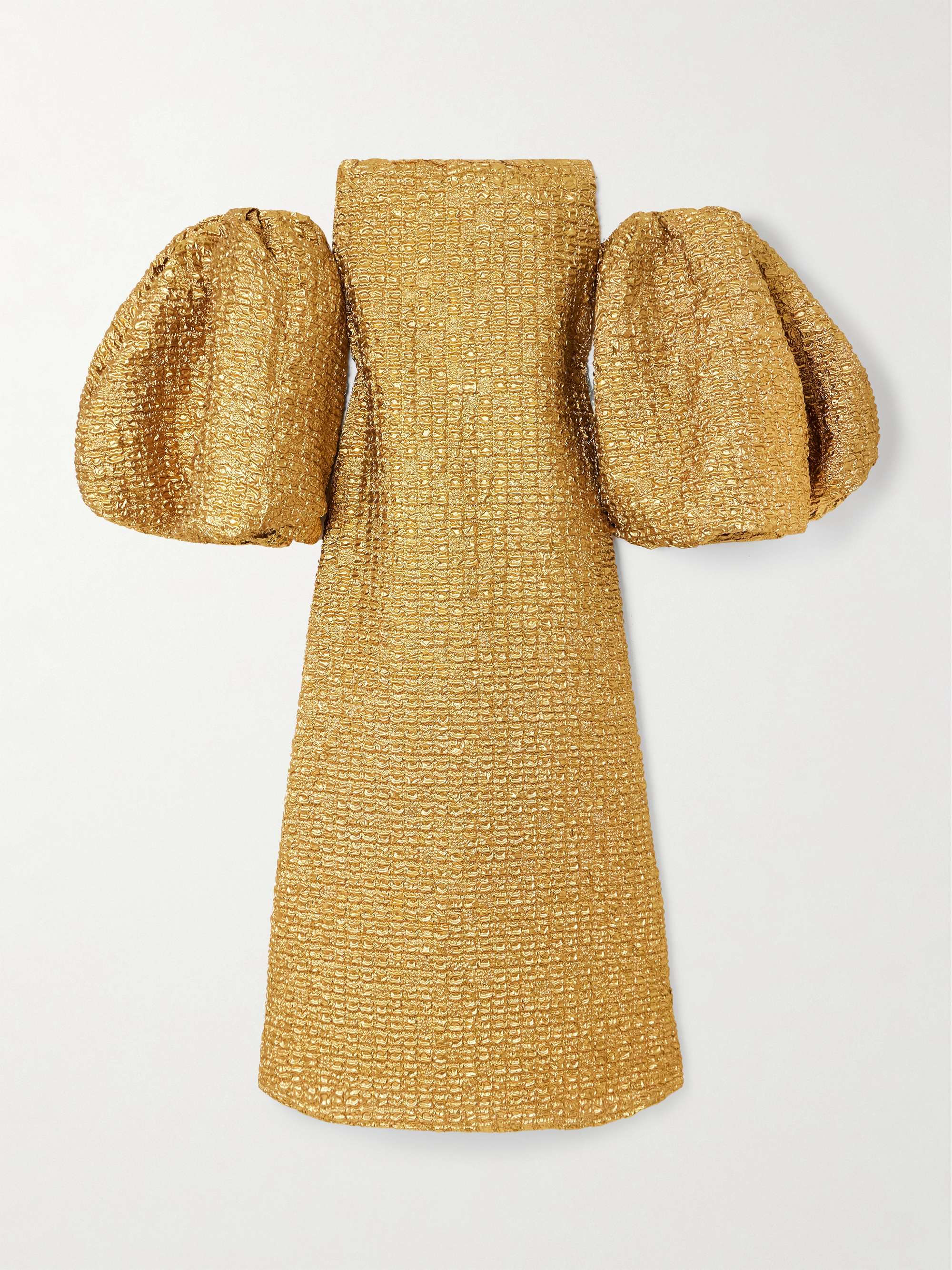 Off-the-shoulder metallic-cloqué gown view