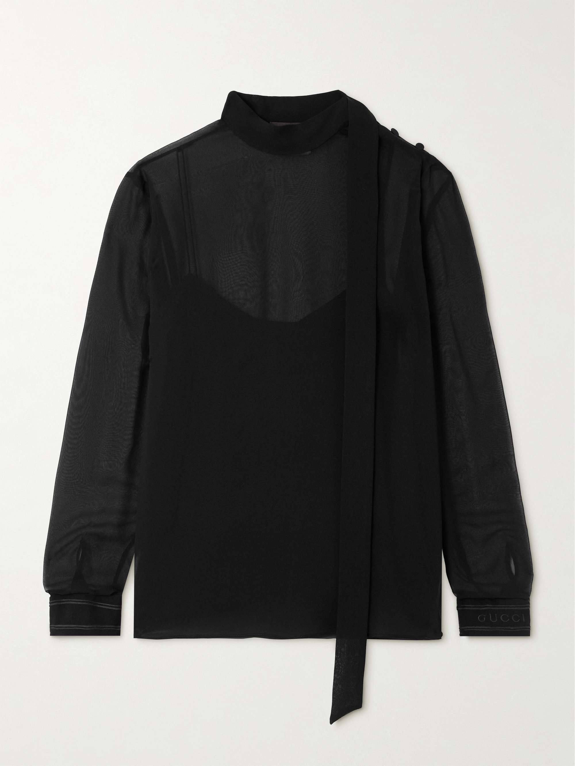 Tie-detailed silk-georgette blouse view