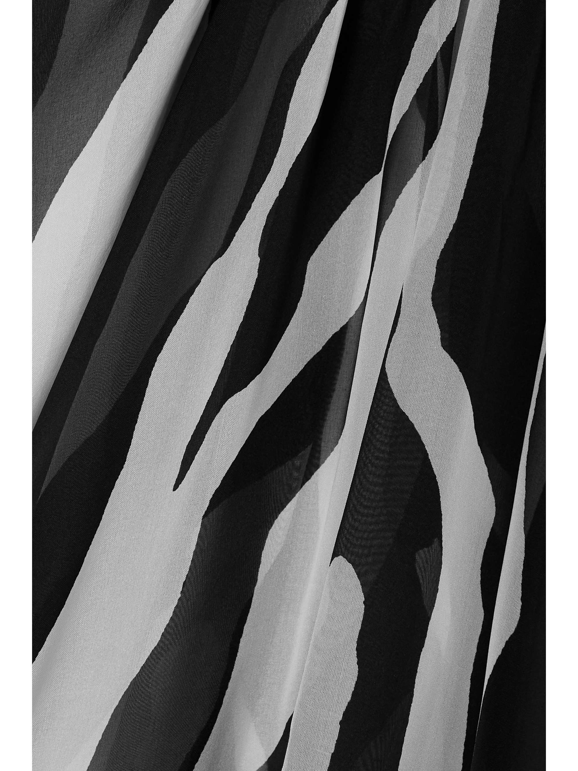 Belted gathered zebra-print chiffon blouse view