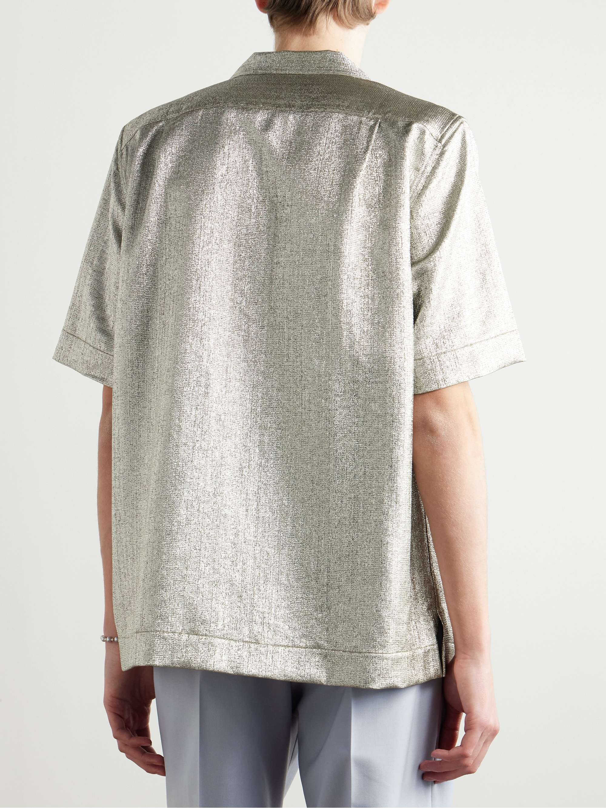 Camp-Collar Lamé Shirt view