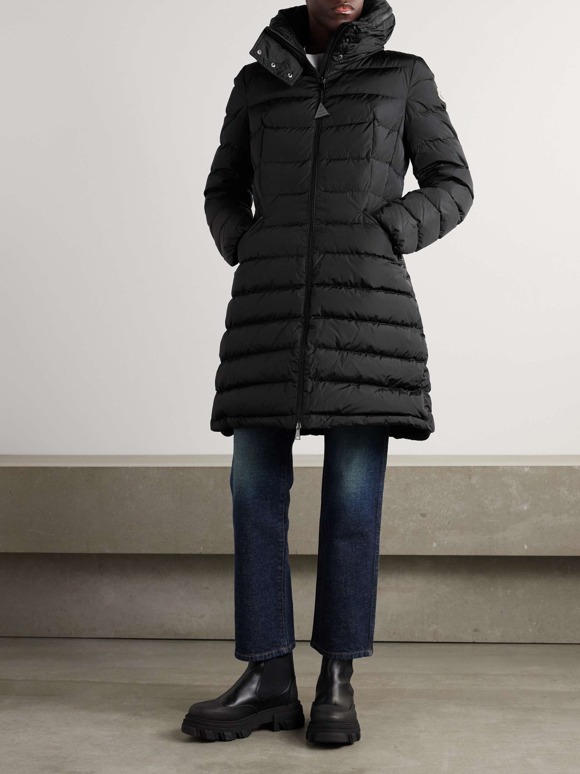 Flammette hooded quilted shell coat view