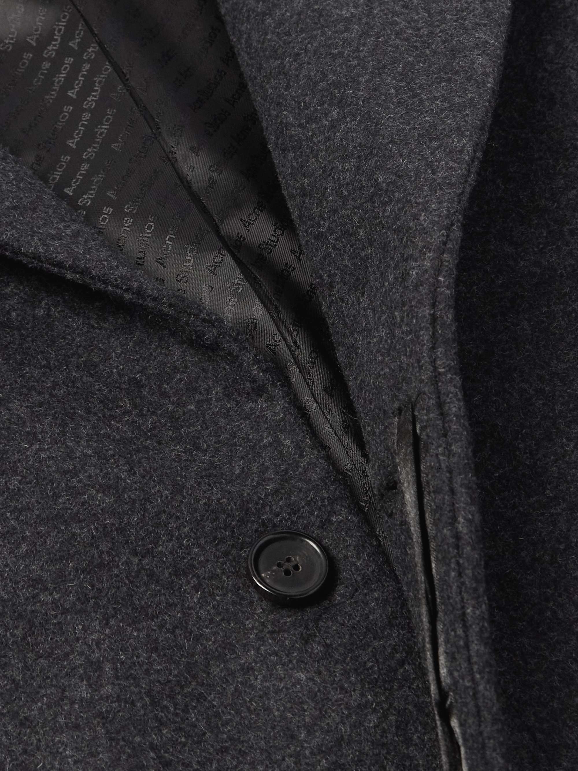 Orkar Logo-Appliquéd Grosgrain-Trimmed Brushed Wool-Blend Coat view