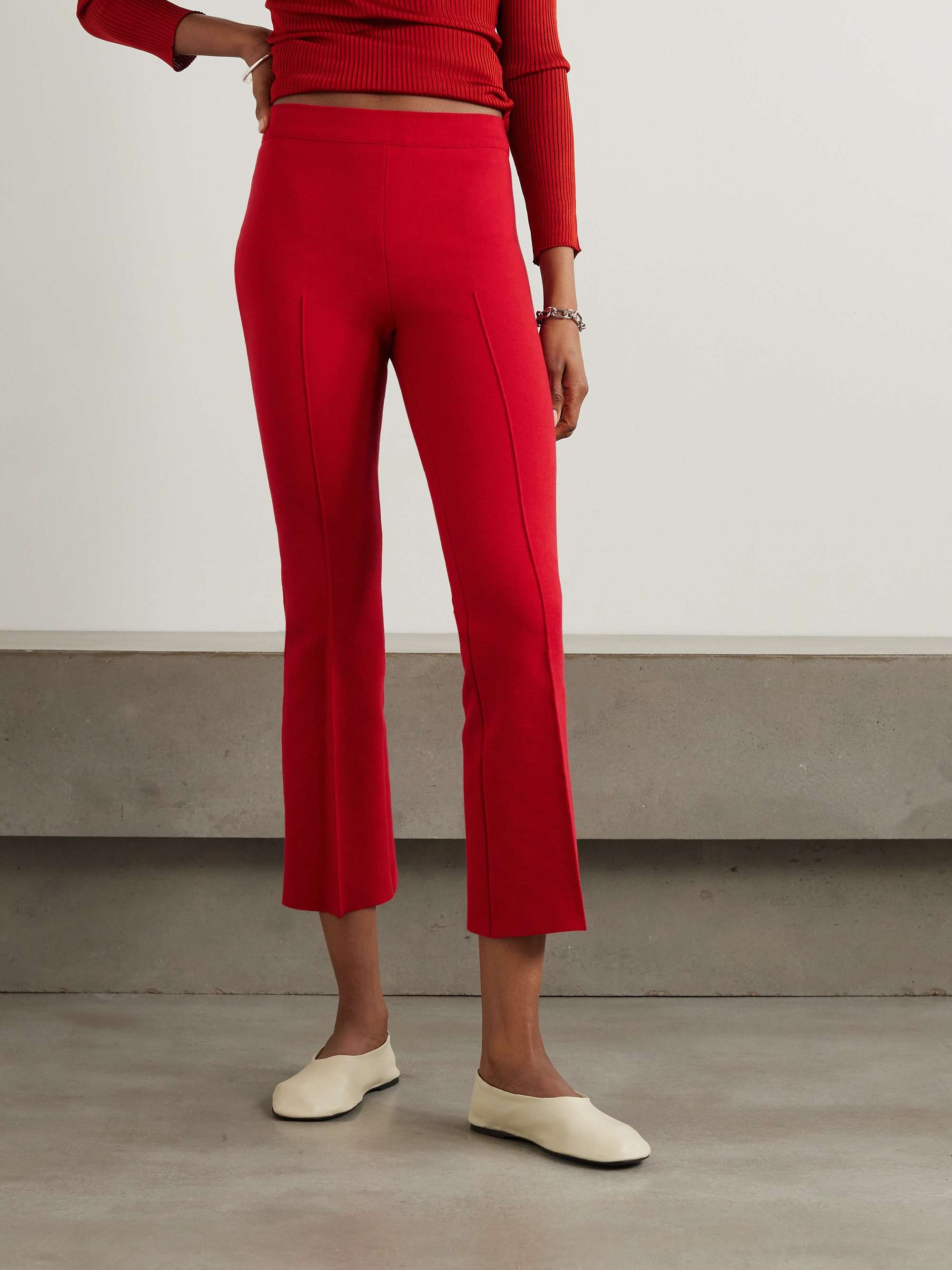 Kick cropped stretch-cotton flared pants view