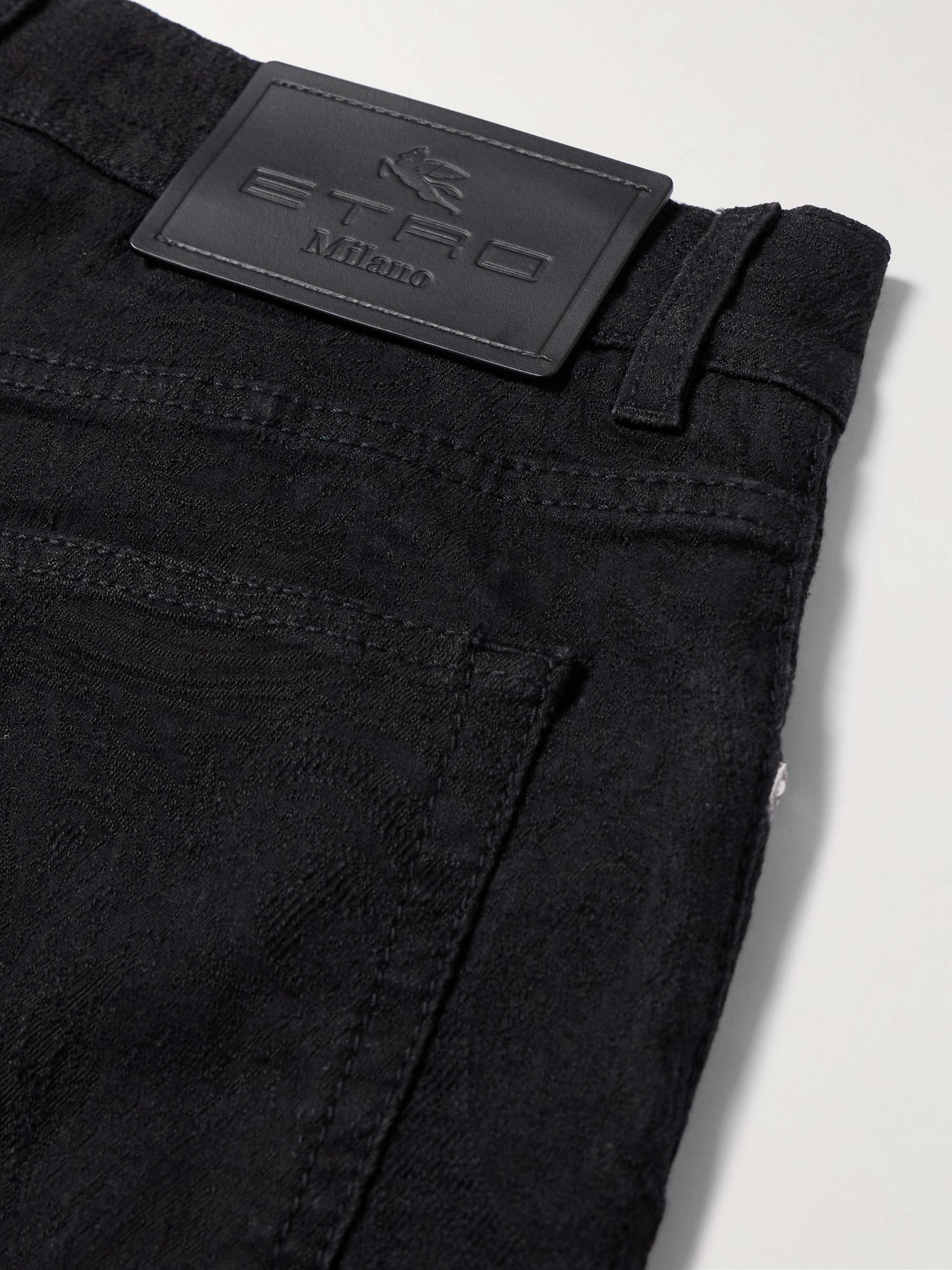 Slim-Fit Paisley-Jacquard Cotton-Blend Trousers view