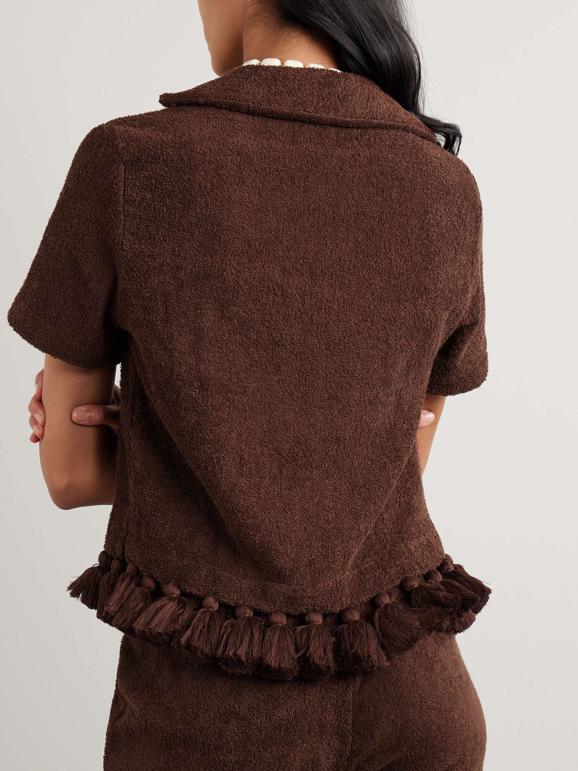 Tasseled cotton-terry shirt view