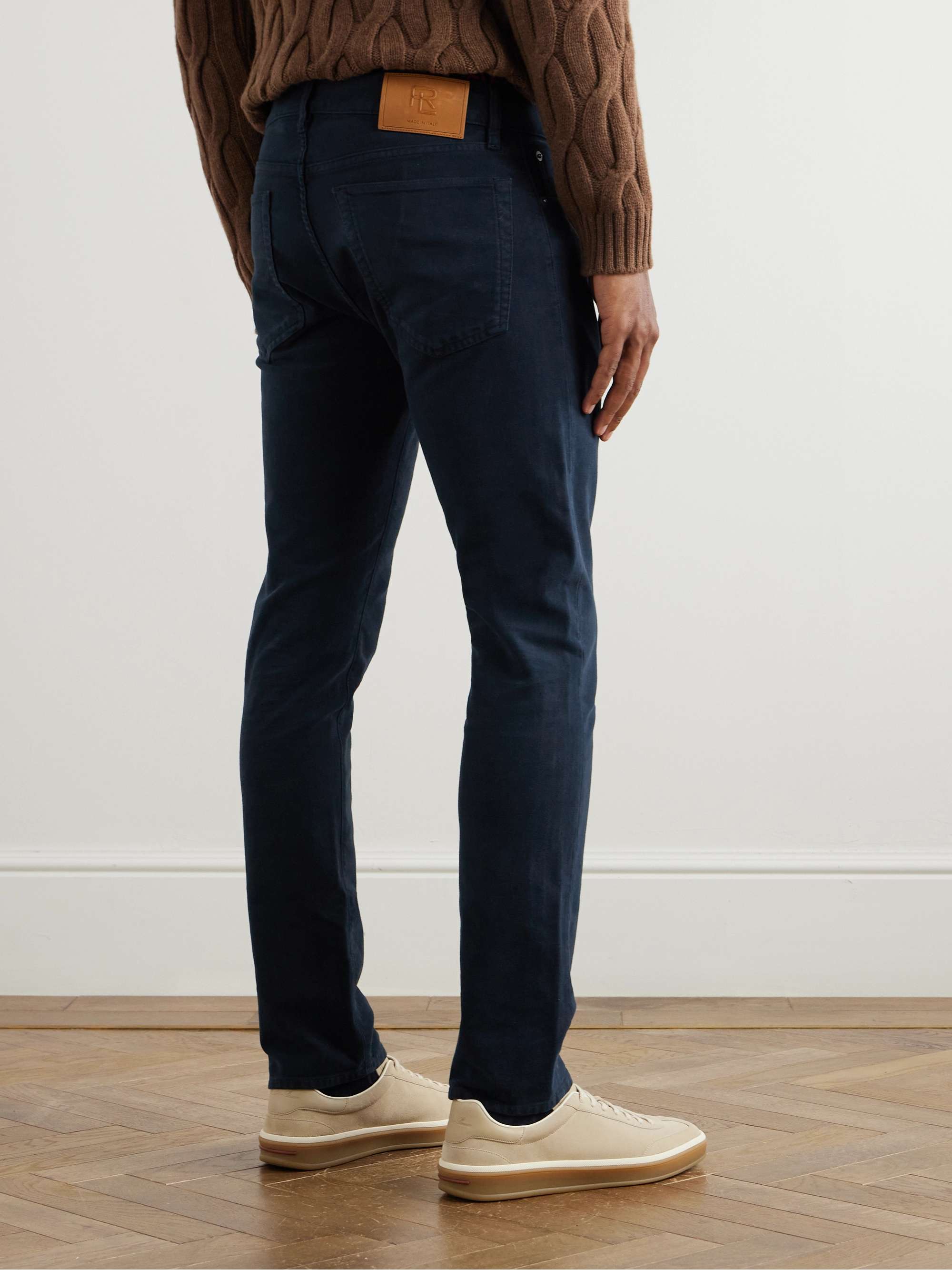 Slim-Fit Straight-Leg Garment-Dyed Cotton-Blend Moleskin Trousers view