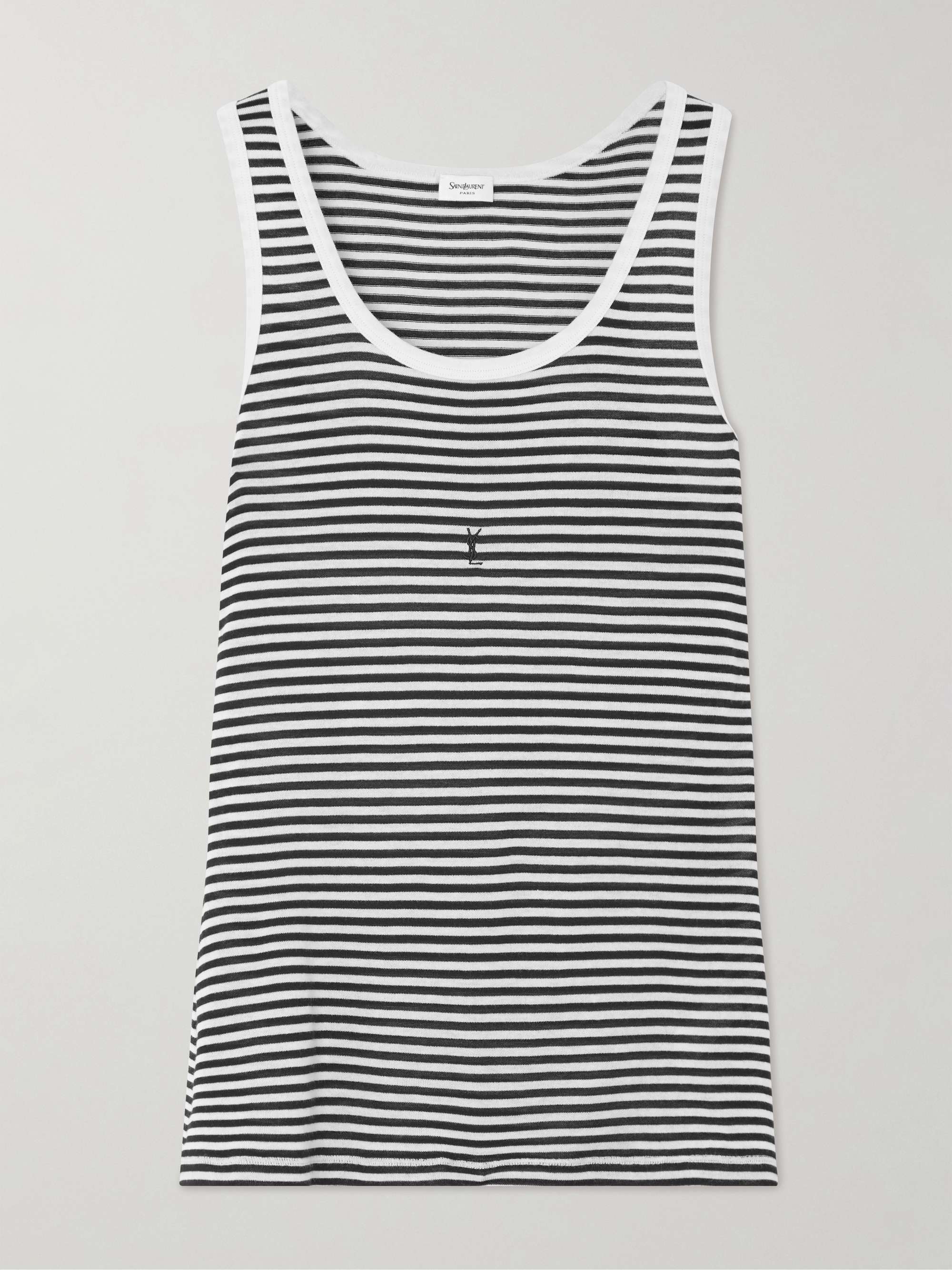 Embroidered striped cotton tank view