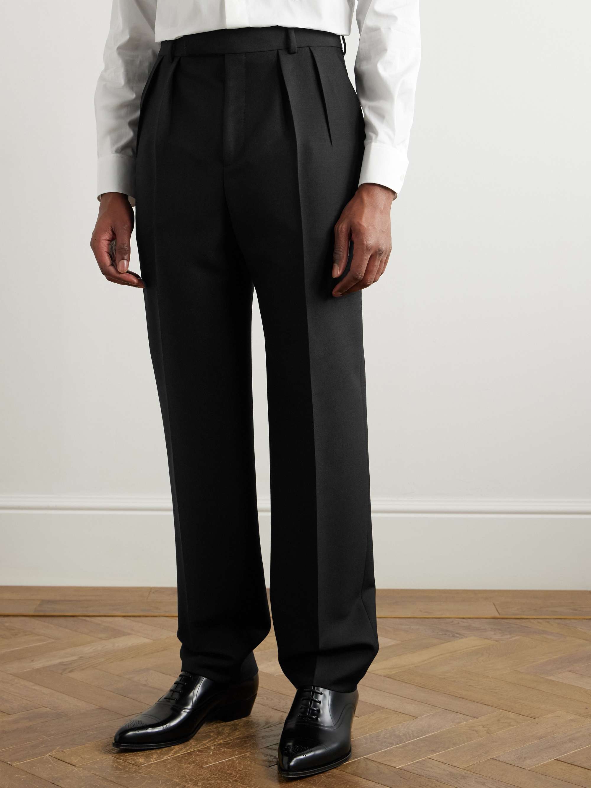Keith Slim-Fit Pleated Wool and Mohair-Blend Twill Trousers view