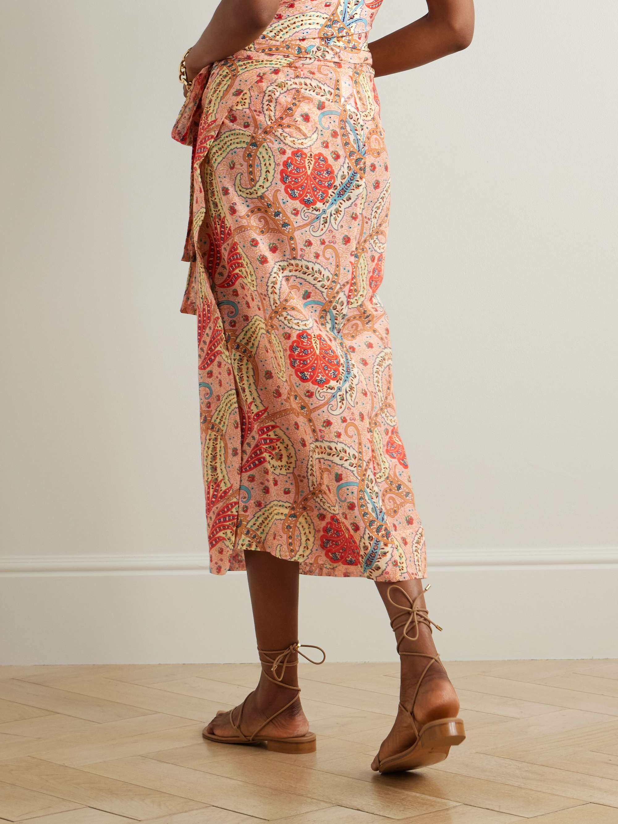 Paisley-print cotton and silk-blend voile pareo view