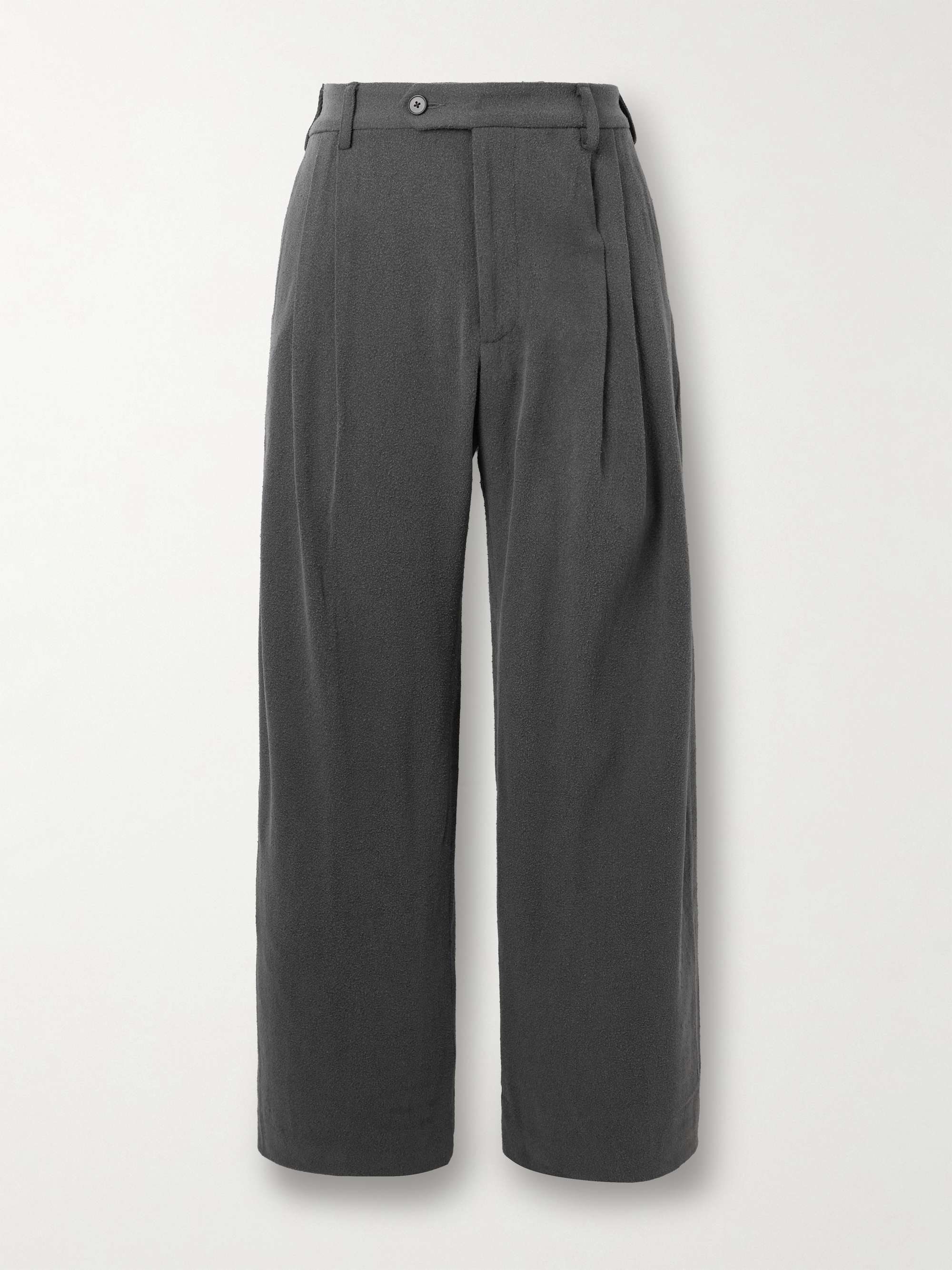 Straight-Leg Pleated Brushed Silk-Twill Trousers view