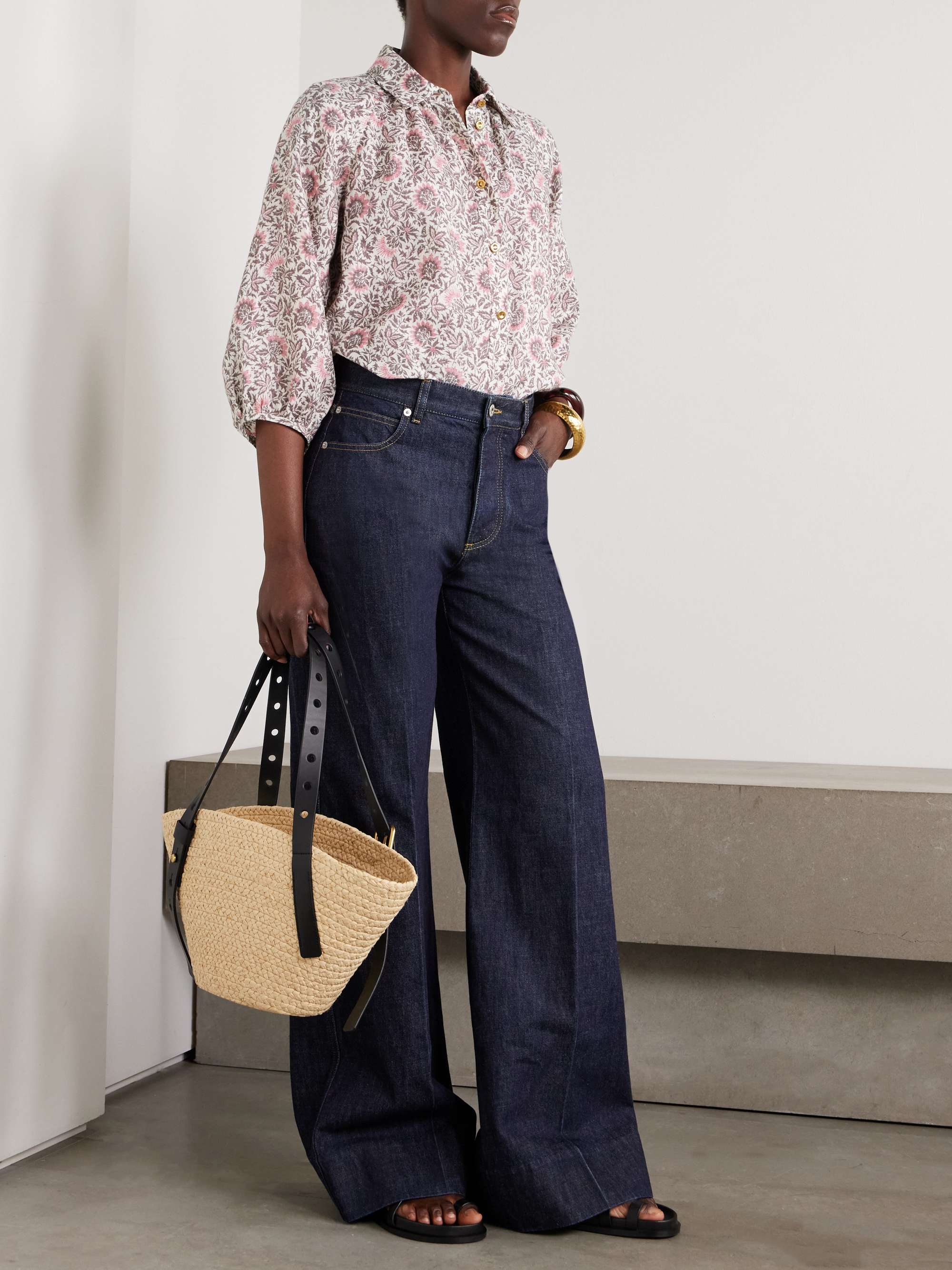 Olivia oversized printed linen shirt view