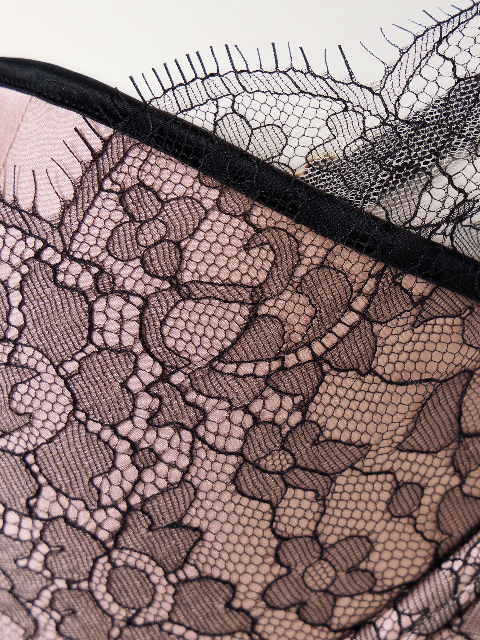 Sammi bow-embellished Leavers lace-trimmed stretch silk-satin underwired balconette bra view