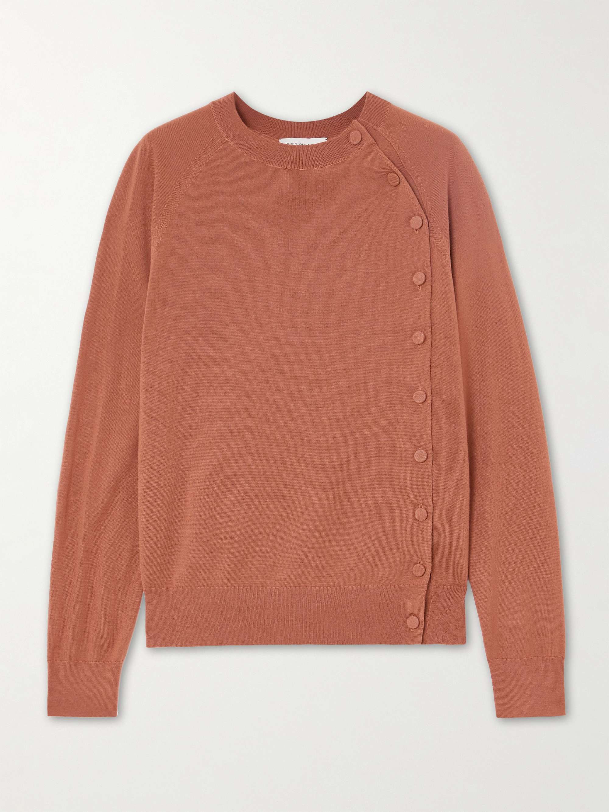 Asymmetric merino wool cardigan view
