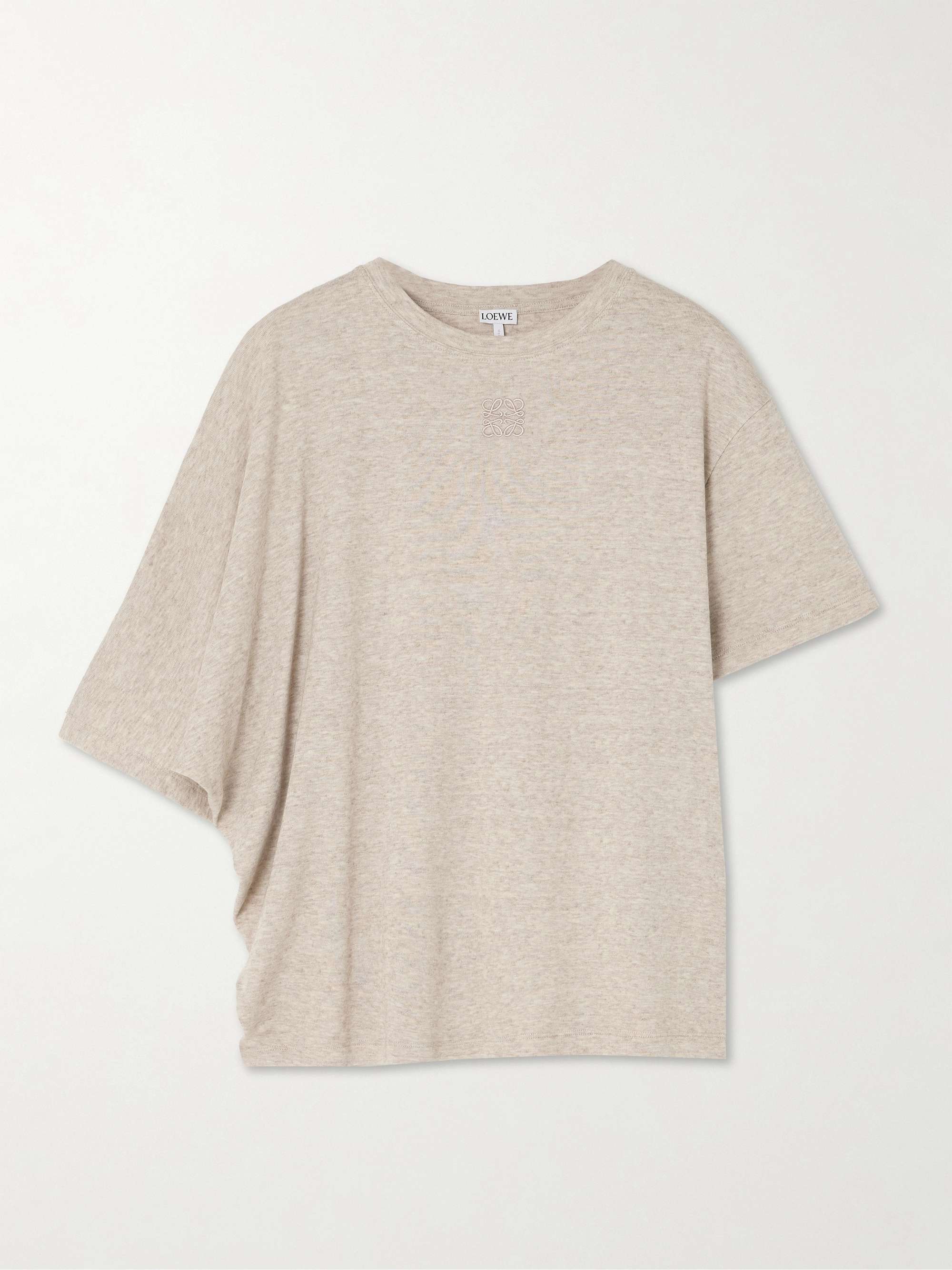 Embroidered draped cotton and wool-blend jersey T-shirt view