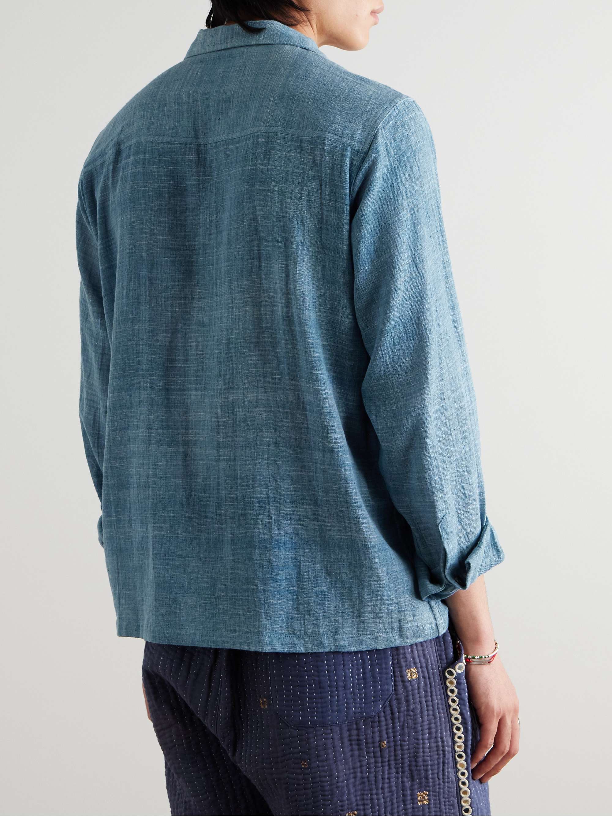 Camp-Collar Embellished Cotton Shirt view