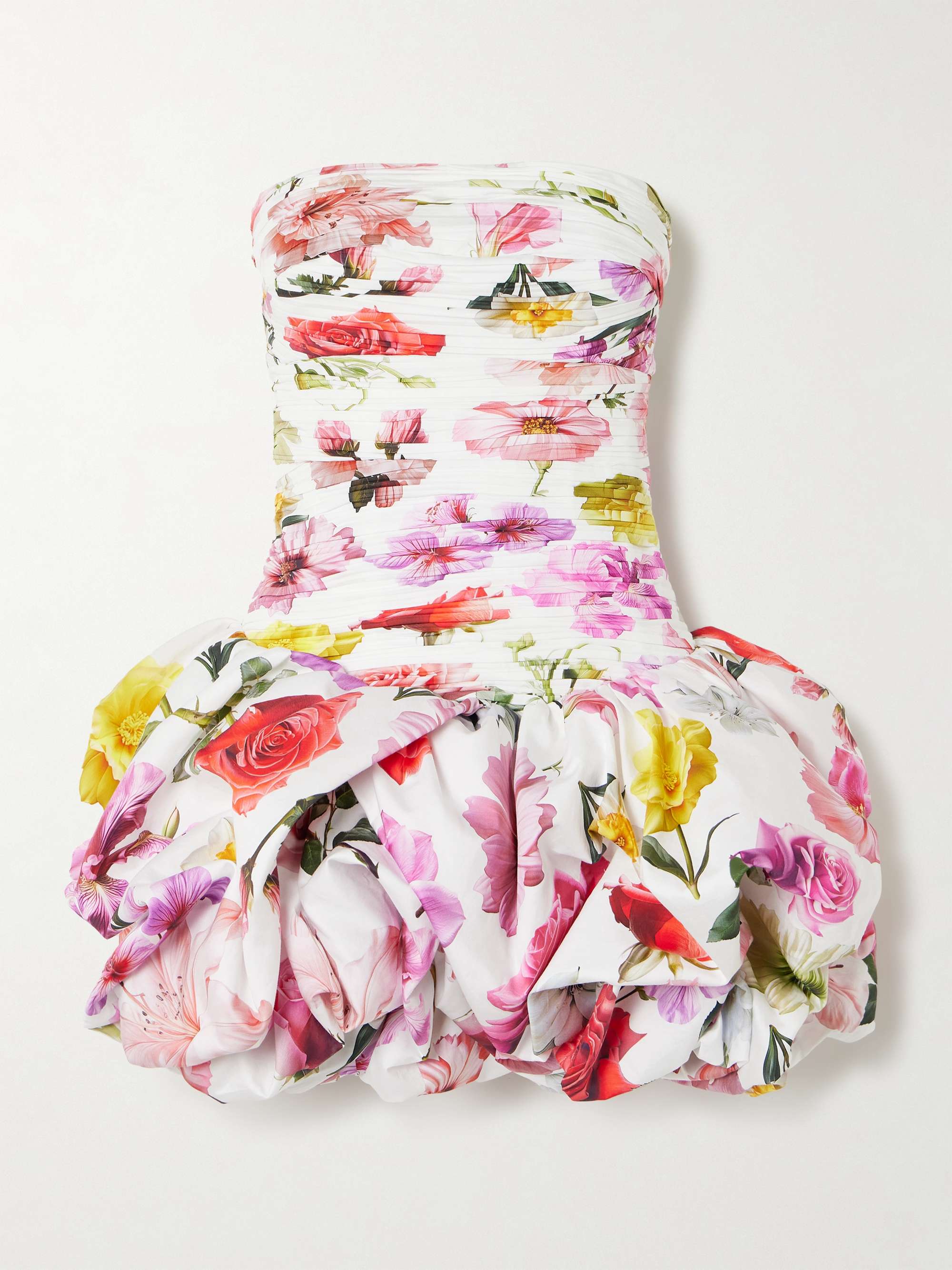 Violette strapless ruched floral-print cotton mini dress view