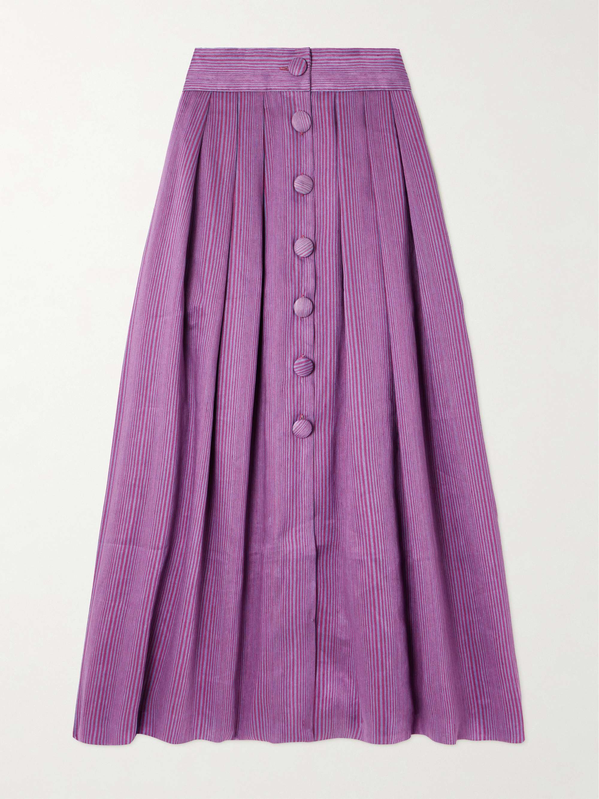 Irving striped linen-blend midi skirt view
