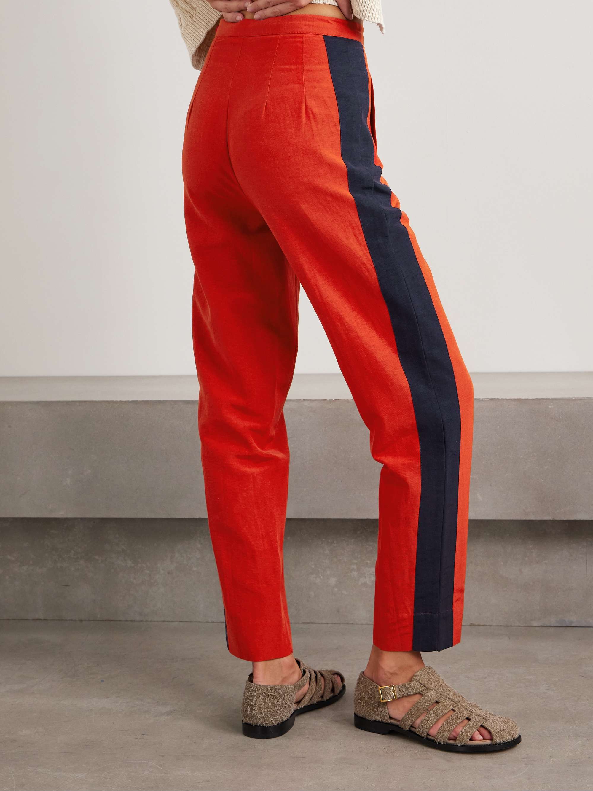 Waterfront cropped striped crepe straight-leg pants view