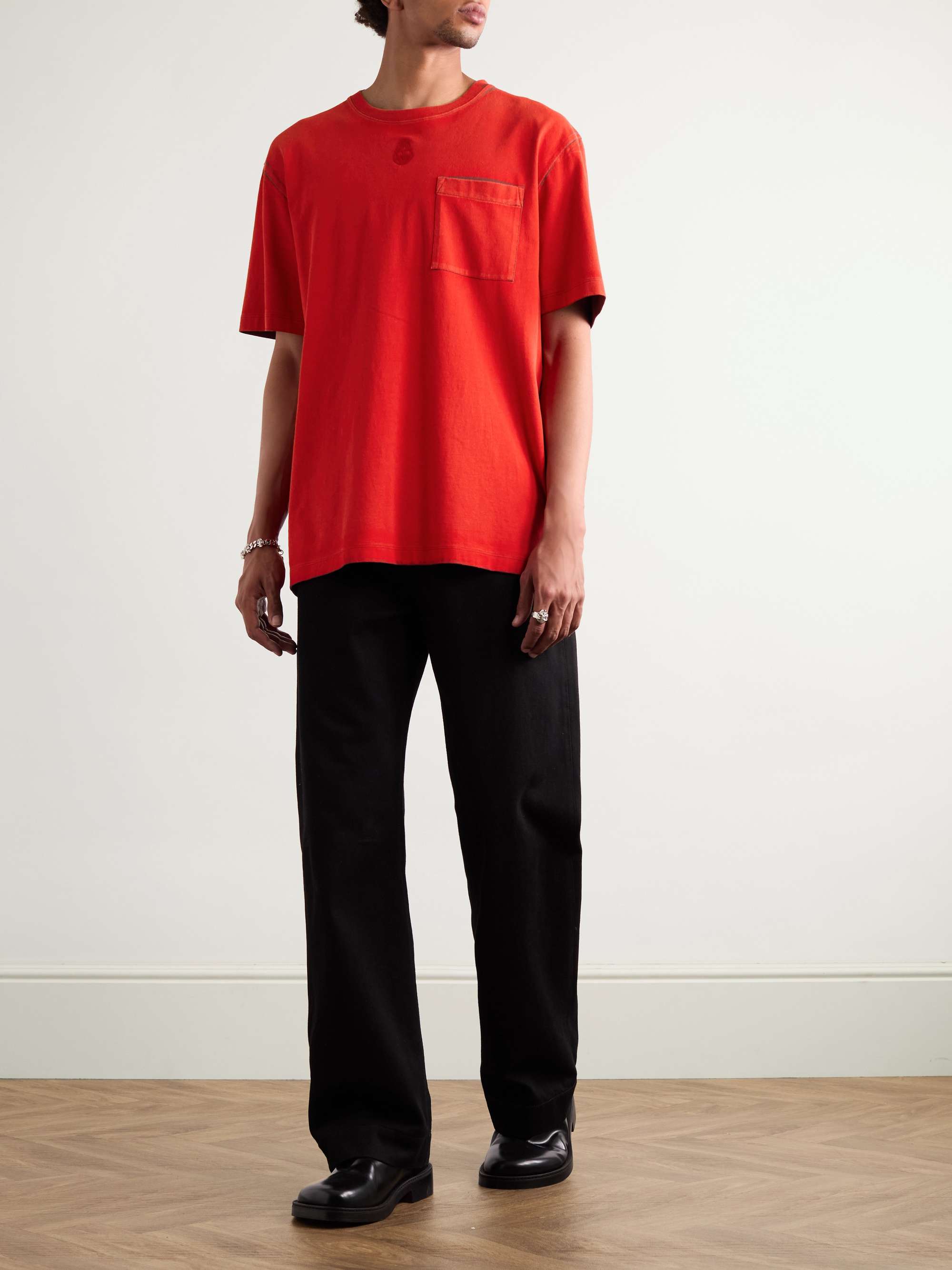 Logo-Embroidered Two-Tone Cotton-Jersey T-Shirt view