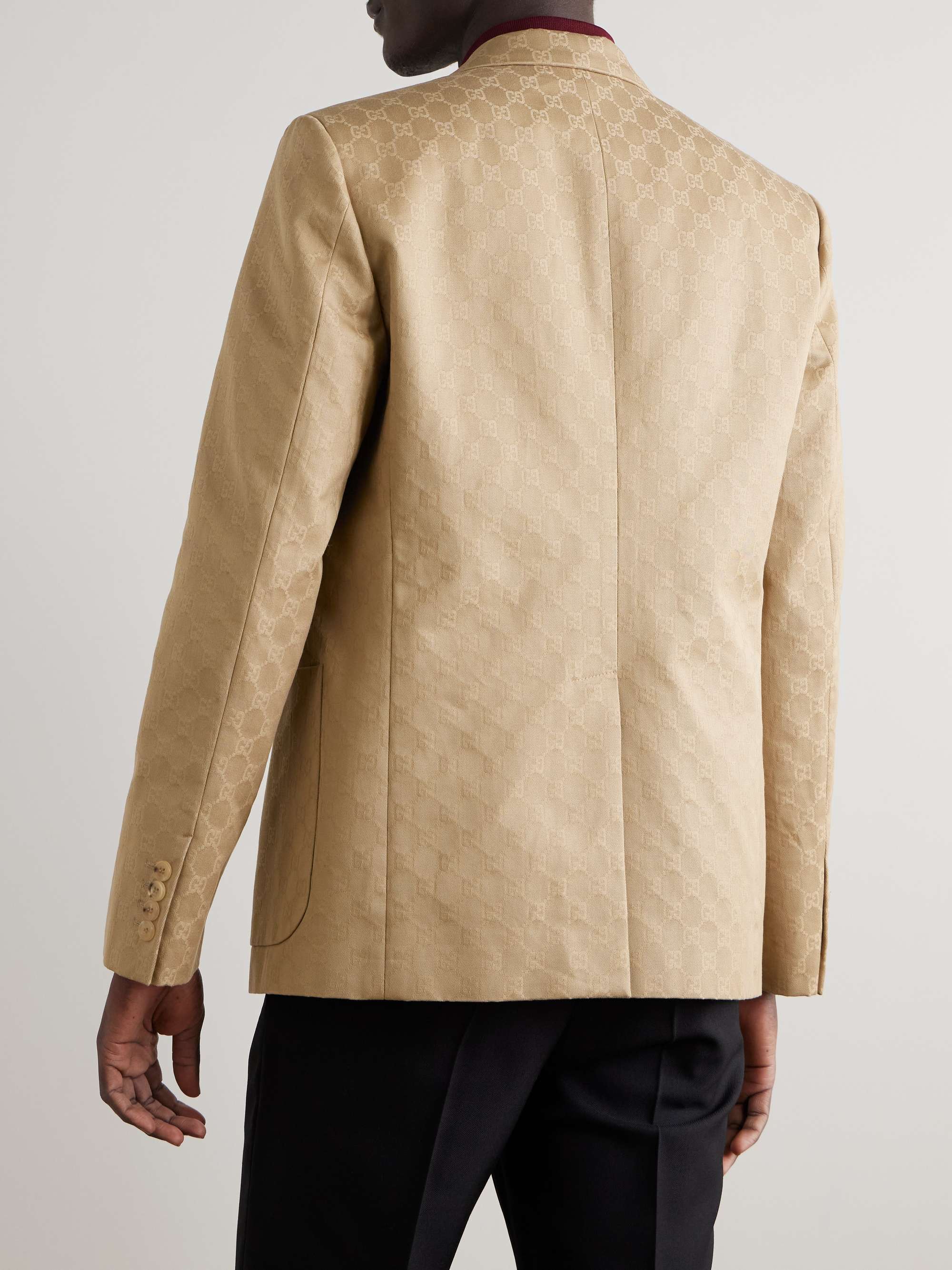 Marcello Slim-Fit Logo-Jacquard Cotton-Twill Blazer view